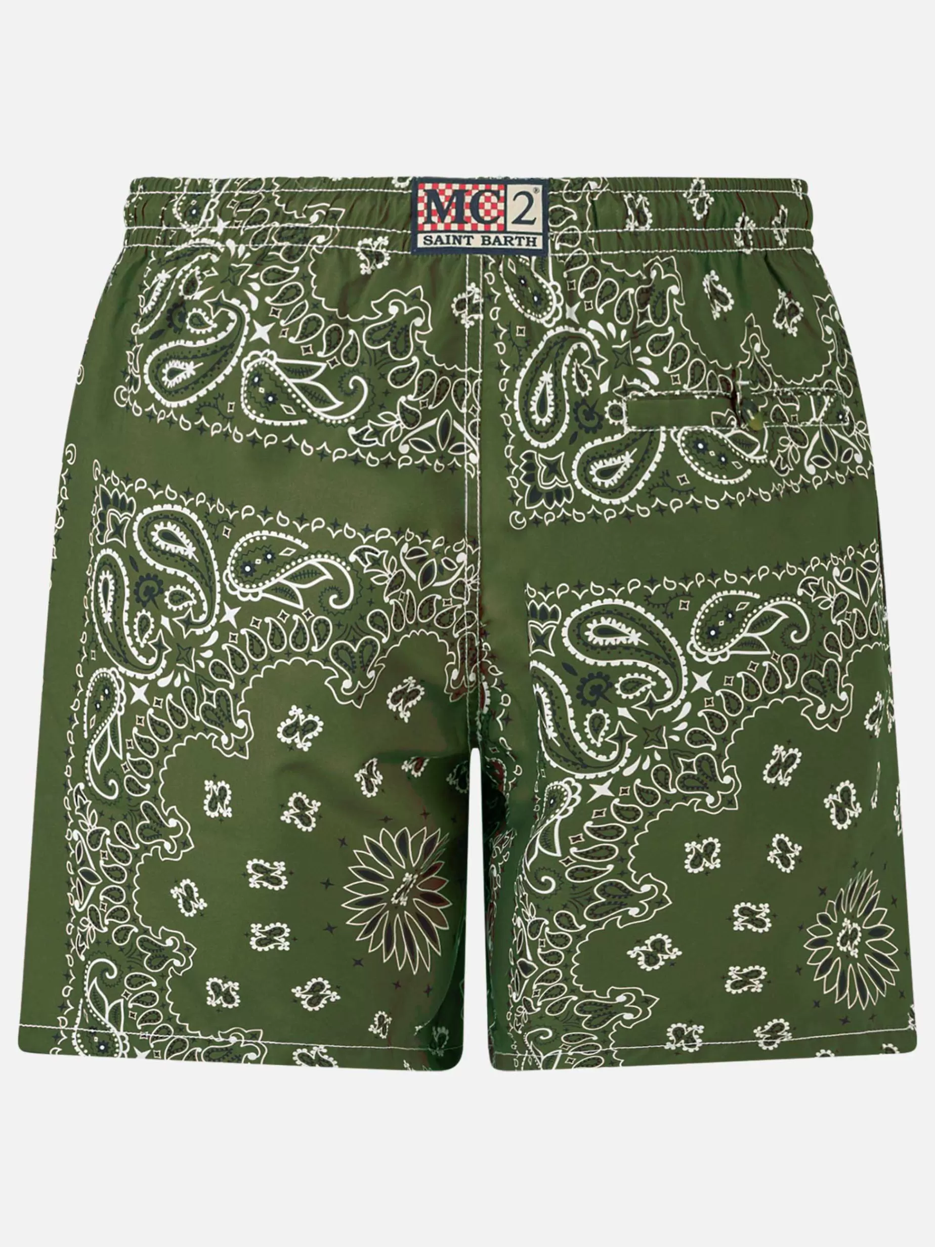 Best Sale Costume da bagno da uomo con stampa bandana verde Uomo Costumi Mare Stampati | Tessuto Mano Pesca