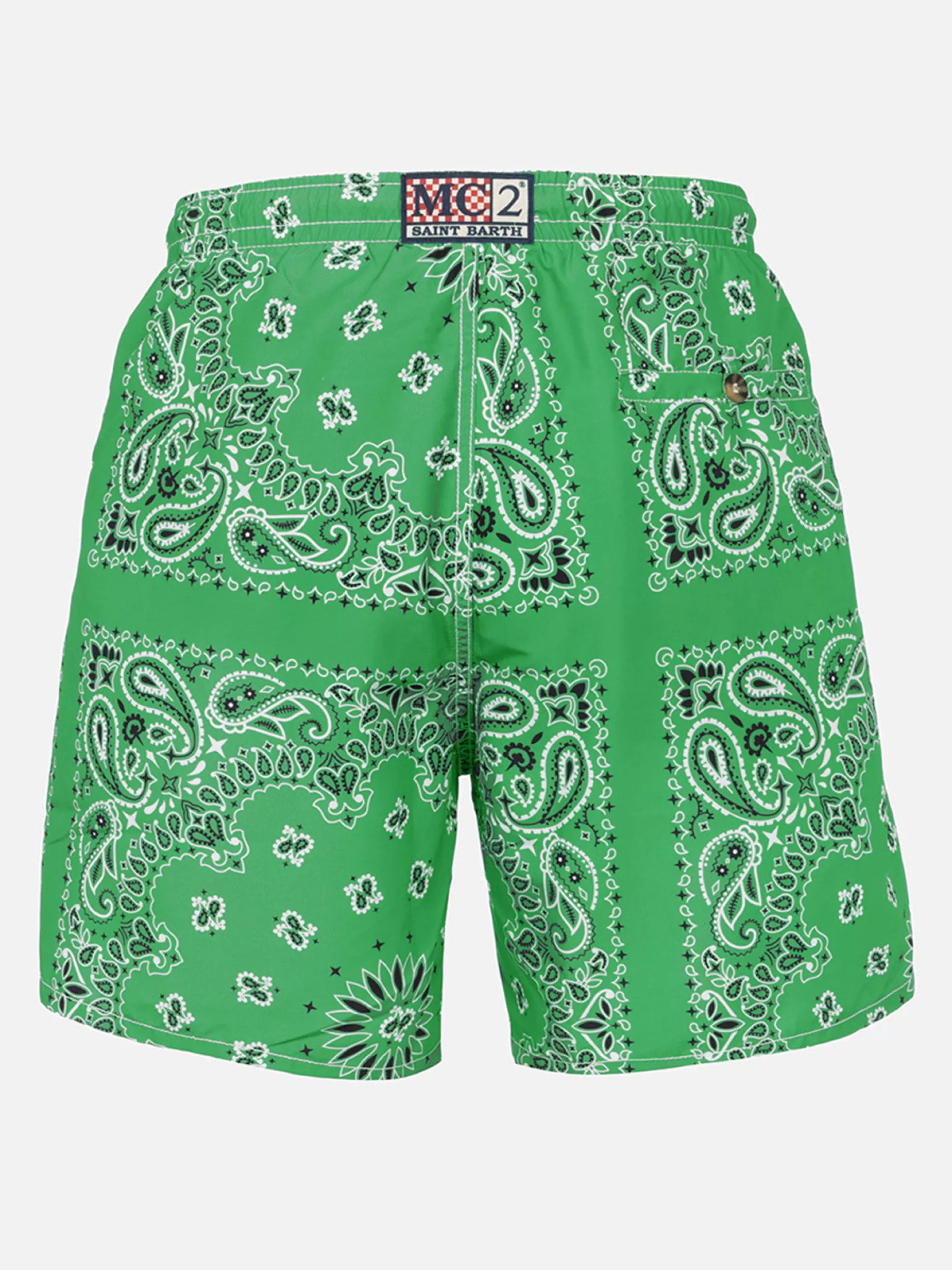 Best Costume da bagno da uomo con stampa bandana verde Uomo Costumi Mare Stampati | Tessuto Mano Pesca