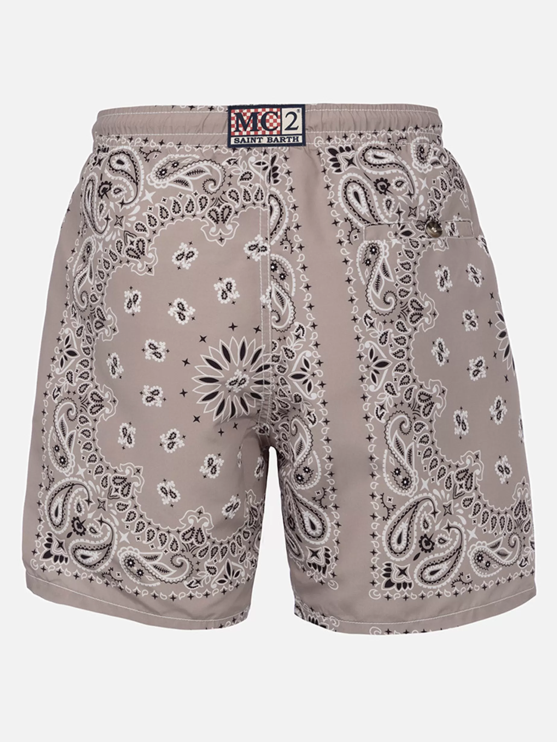 Sale Costume da bagno da uomo di media lunghezza bandana beige Caprese Uomo Costumi Mare Stampati | Tessuto Mano Pesca
