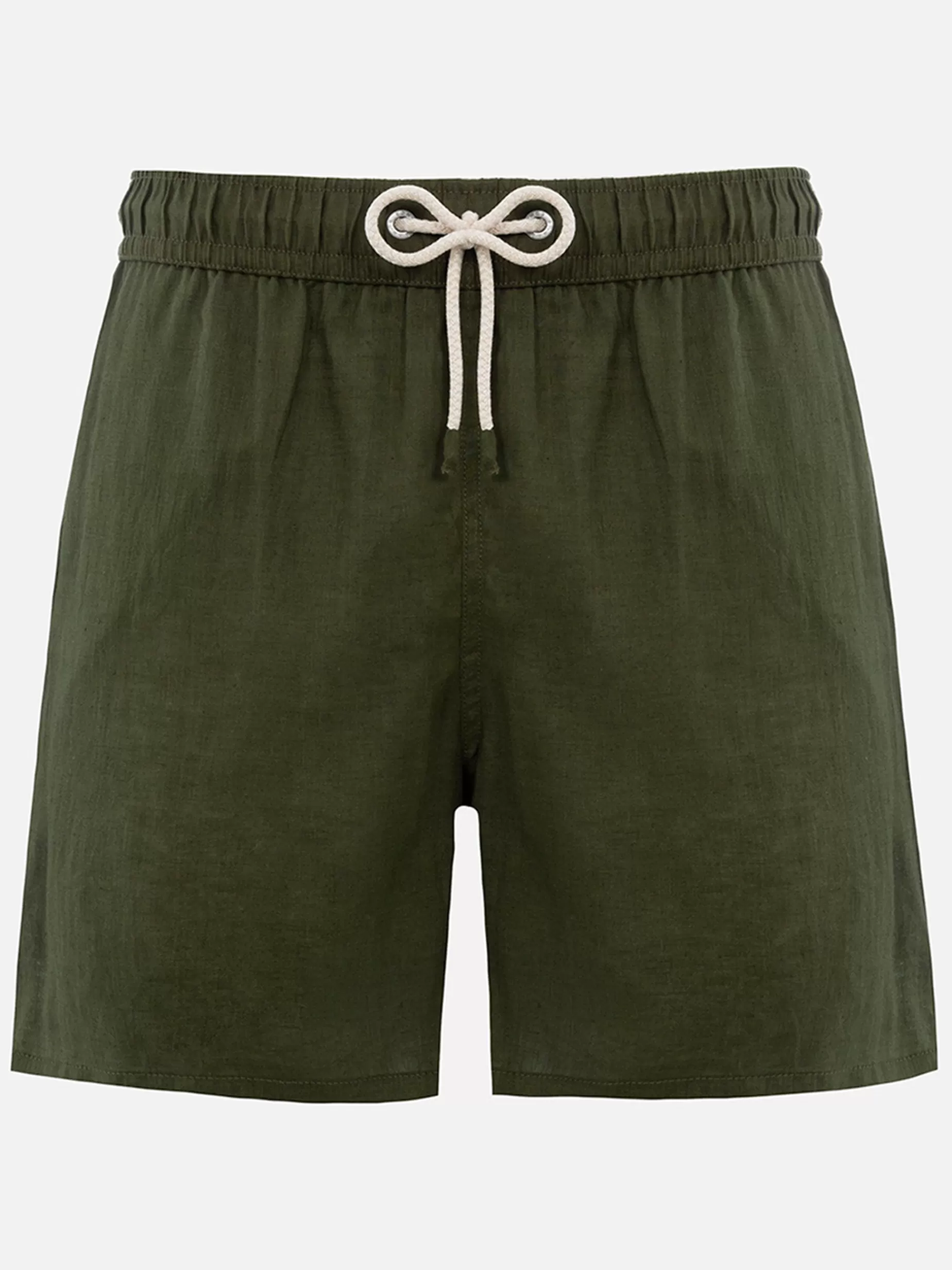 Cheap Costume da bagno da uomo di media lunghezza in lino verde militare Gustavia Uomo Costumi Mare Tinta Unita | Tessuto Mano Pesca