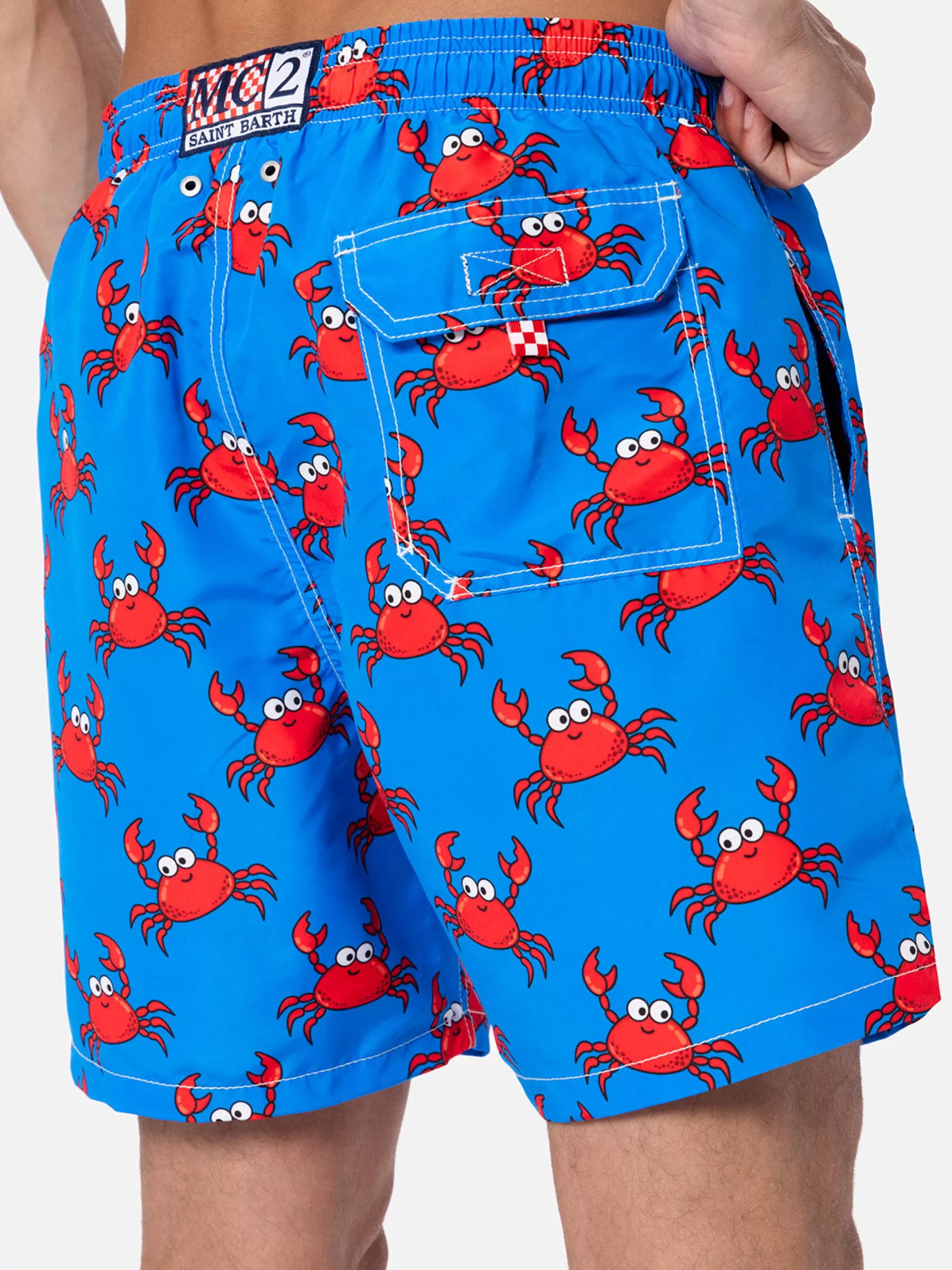 Best Sale Costume da bagno da uomo Gustavia di lunghezza media con stampa granchio Uomo Costumi Mare Stampati | Tessuto Mano Pesca