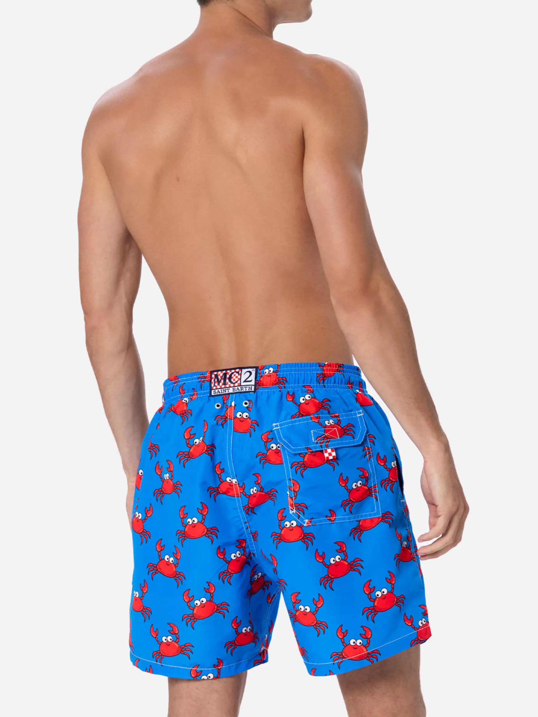 Best Sale Costume da bagno da uomo Gustavia di lunghezza media con stampa granchio Uomo Costumi Mare Stampati | Tessuto Mano Pesca
