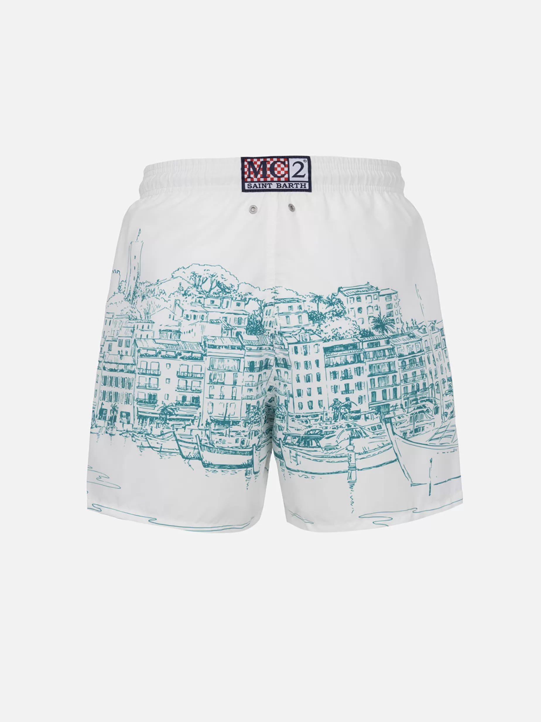 Best Costume da bagno da uomo Gustavia lunghezza media con stampa piazzata Cannes Uomo Costumi Mare Stampati | Tessuto Mano Pesca