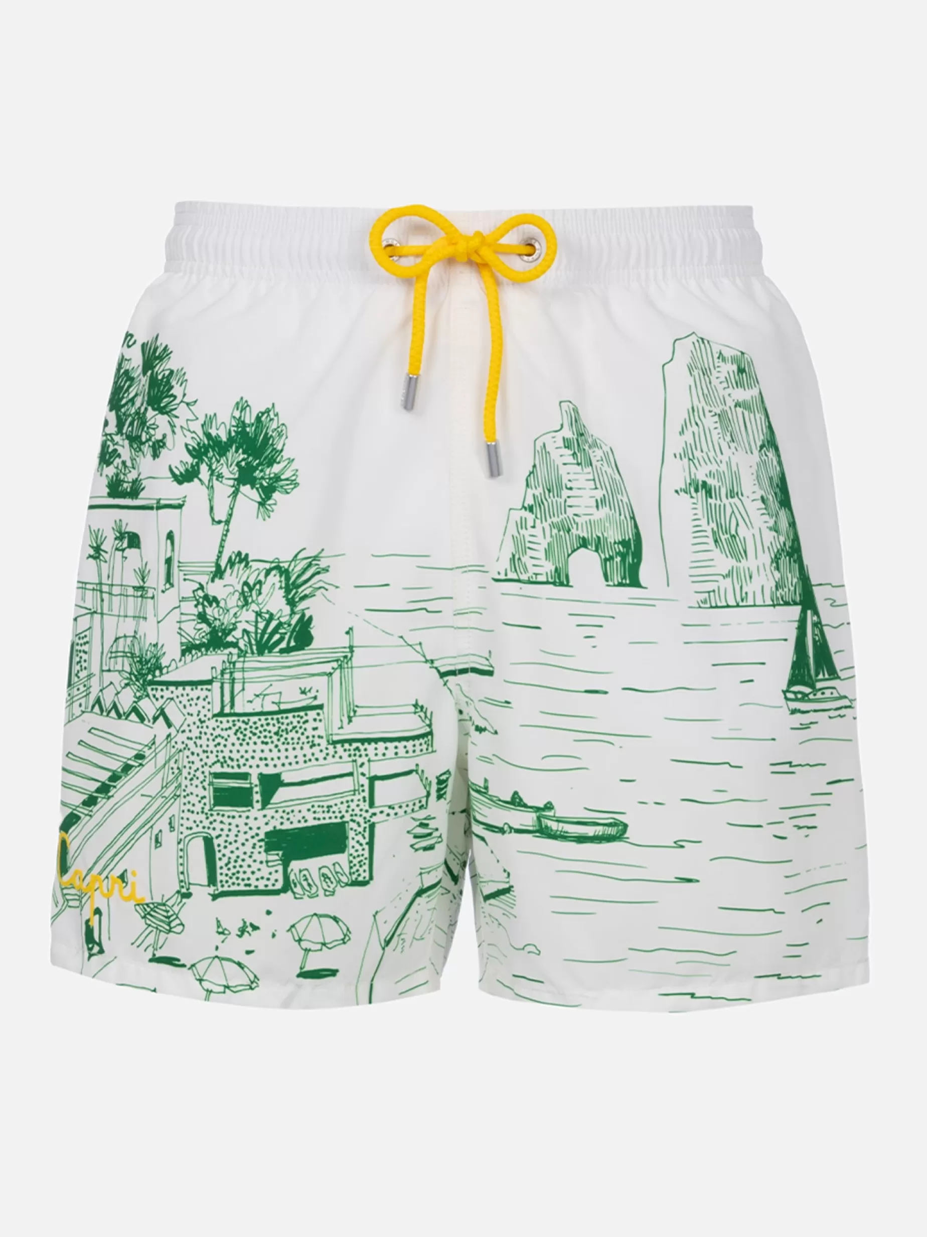 Best Costume da bagno da uomo Gustavia lunghezza media con stampa piazzata Capri Uomo Costumi Mare Stampati | Tessuto Mano Pesca