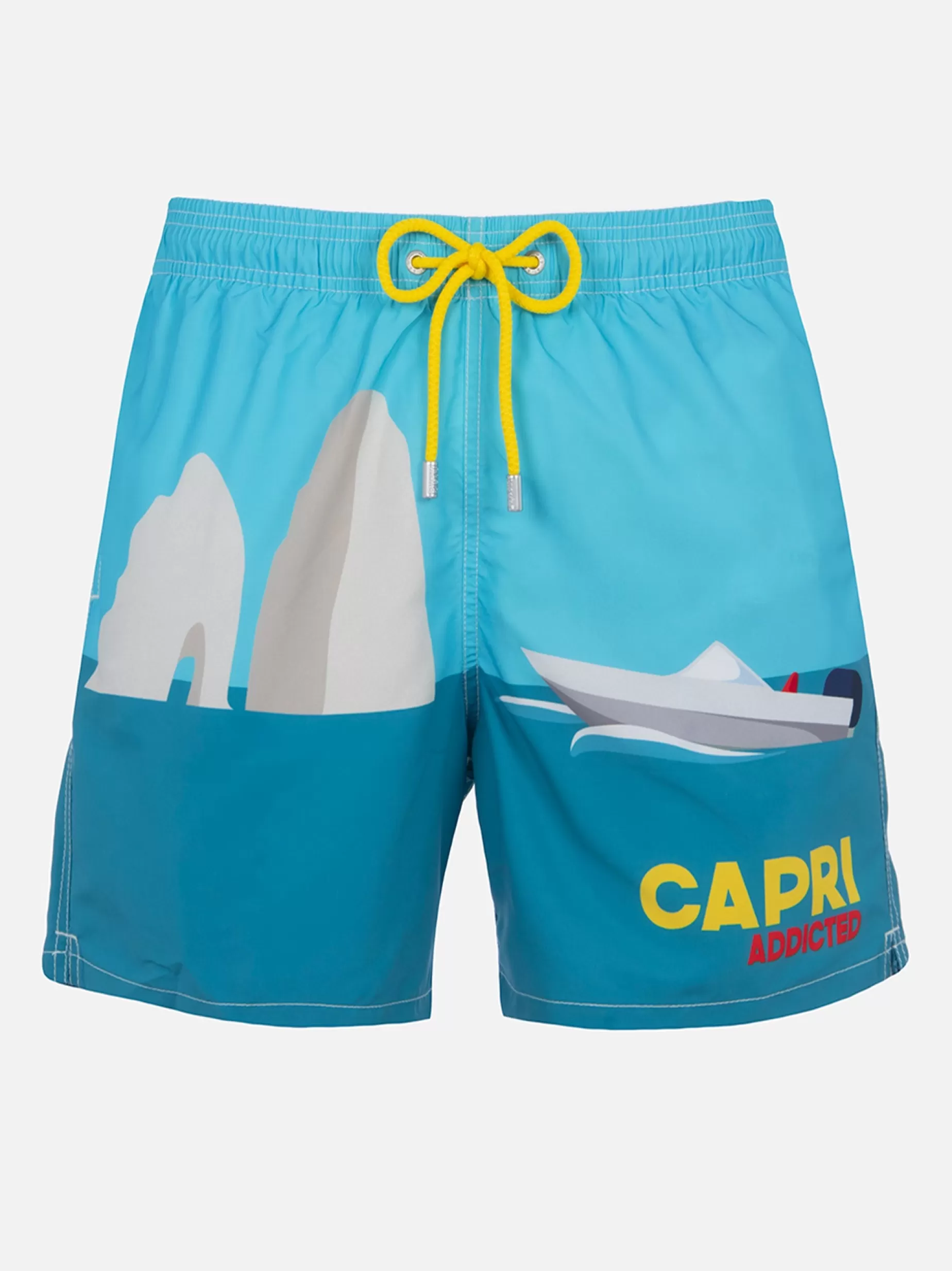 Best Costume da bagno da uomo Gustavia lunghezza media con stampa piazzata Capri Uomo Costumi Mare Stampati | Tessuto Mano Pesca