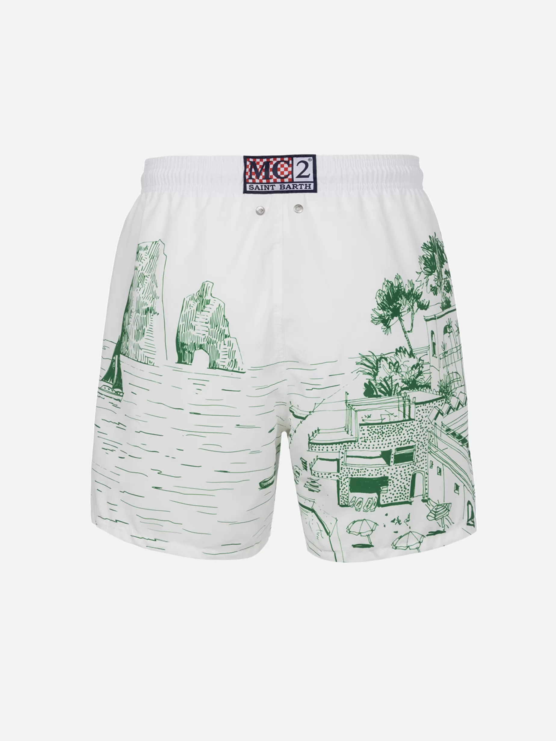 Best Costume da bagno da uomo Gustavia lunghezza media con stampa piazzata Capri Uomo Costumi Mare Stampati | Tessuto Mano Pesca