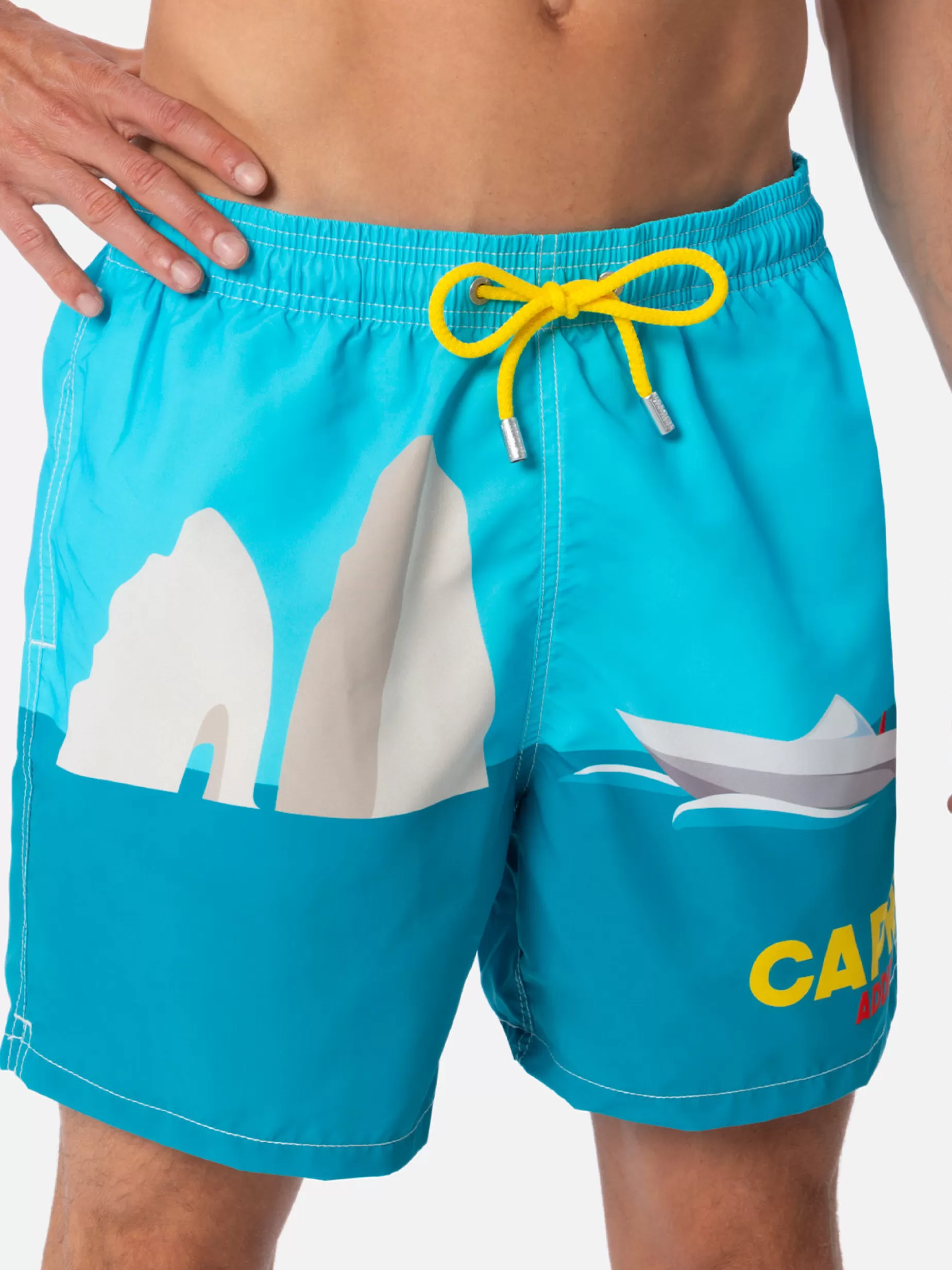 Best Costume da bagno da uomo Gustavia lunghezza media con stampa piazzata Capri Uomo Costumi Mare Stampati | Tessuto Mano Pesca