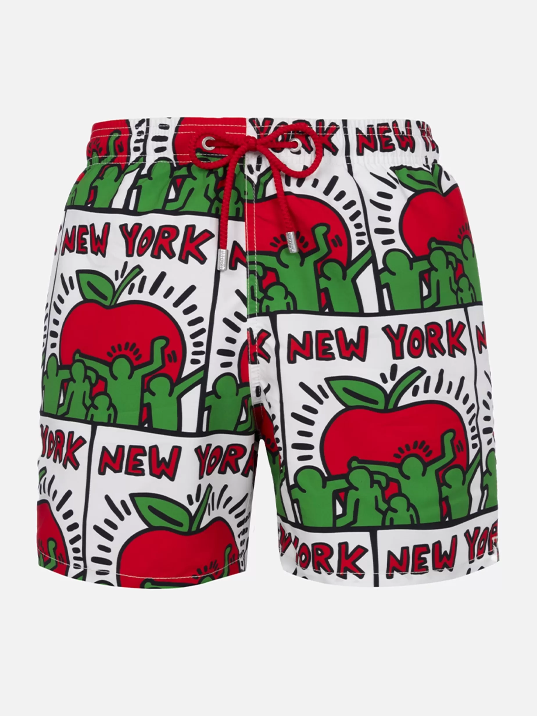 Outlet Costume da bagno da uomo Gustavia lunghezza media con stampa piazzata disegno Keith Haring | KEITH HARING EDIZIONE SPECIALE Uomo Costumi Mare Stampati | Tessuto Mano Pesca