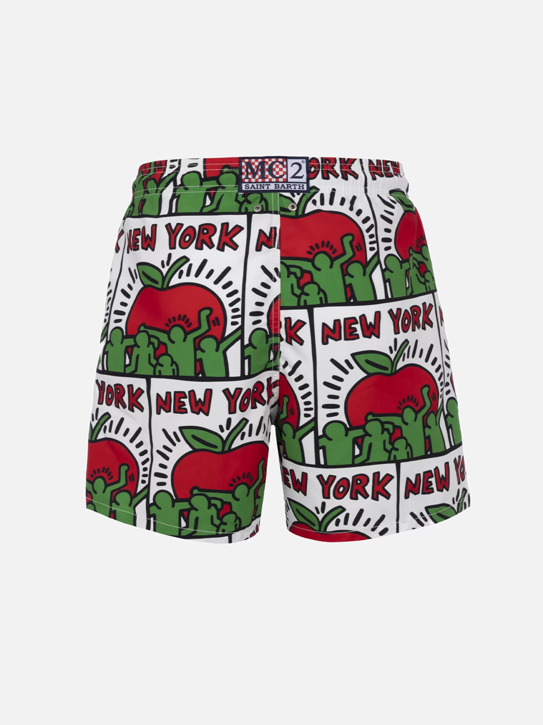 Outlet Costume da bagno da uomo Gustavia lunghezza media con stampa piazzata disegno Keith Haring | KEITH HARING EDIZIONE SPECIALE Uomo Costumi Mare Stampati | Tessuto Mano Pesca