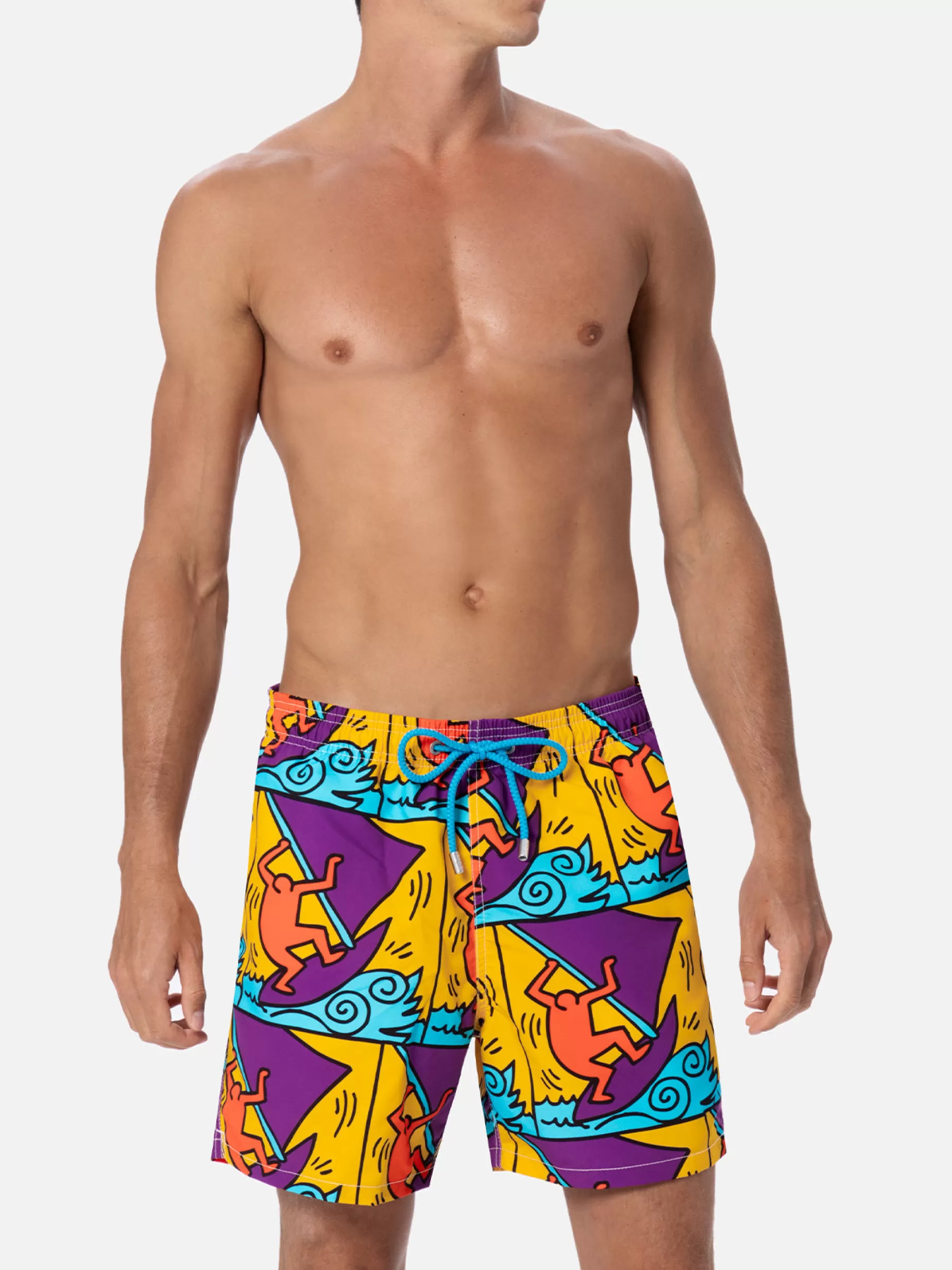 Best Sale Costume da bagno da uomo Gustavia lunghezza media con stampa piazzata disegno Keith Haring | KEITH HARING EDIZIONE SPECIALE Uomo Costumi Mare Stampati | Tessuto Mano Pesca