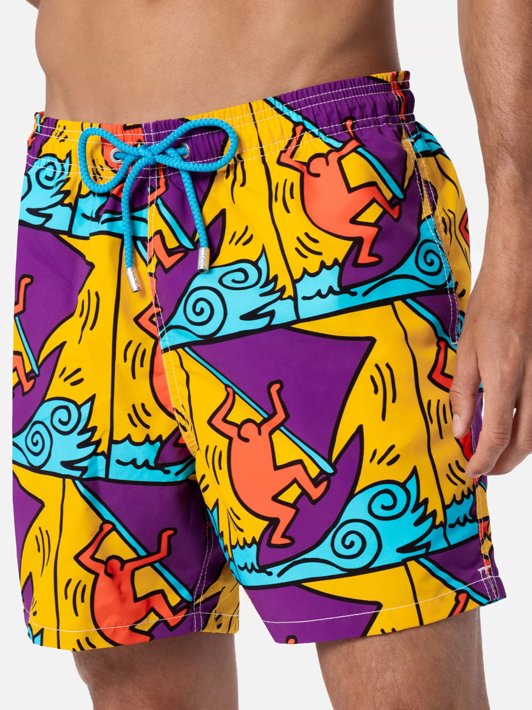 Best Sale Costume da bagno da uomo Gustavia lunghezza media con stampa piazzata disegno Keith Haring | KEITH HARING EDIZIONE SPECIALE Uomo Costumi Mare Stampati | Tessuto Mano Pesca