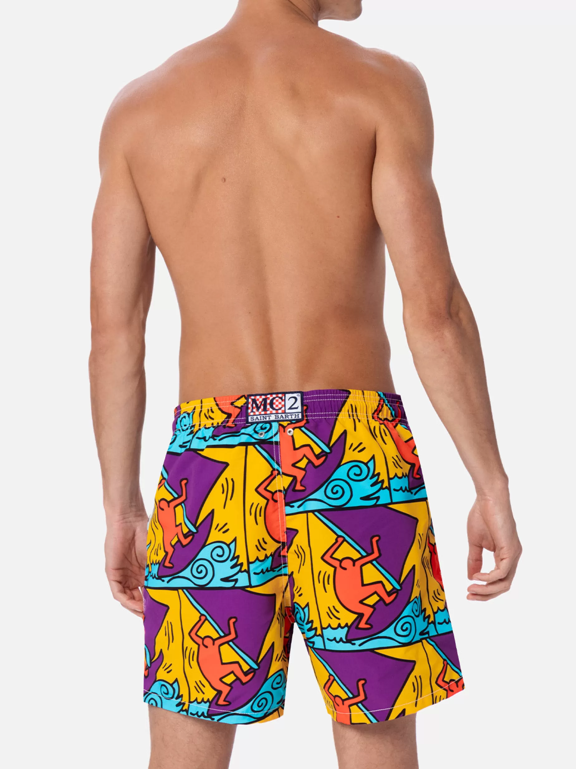 Best Sale Costume da bagno da uomo Gustavia lunghezza media con stampa piazzata disegno Keith Haring | KEITH HARING EDIZIONE SPECIALE Uomo Costumi Mare Stampati | Tessuto Mano Pesca