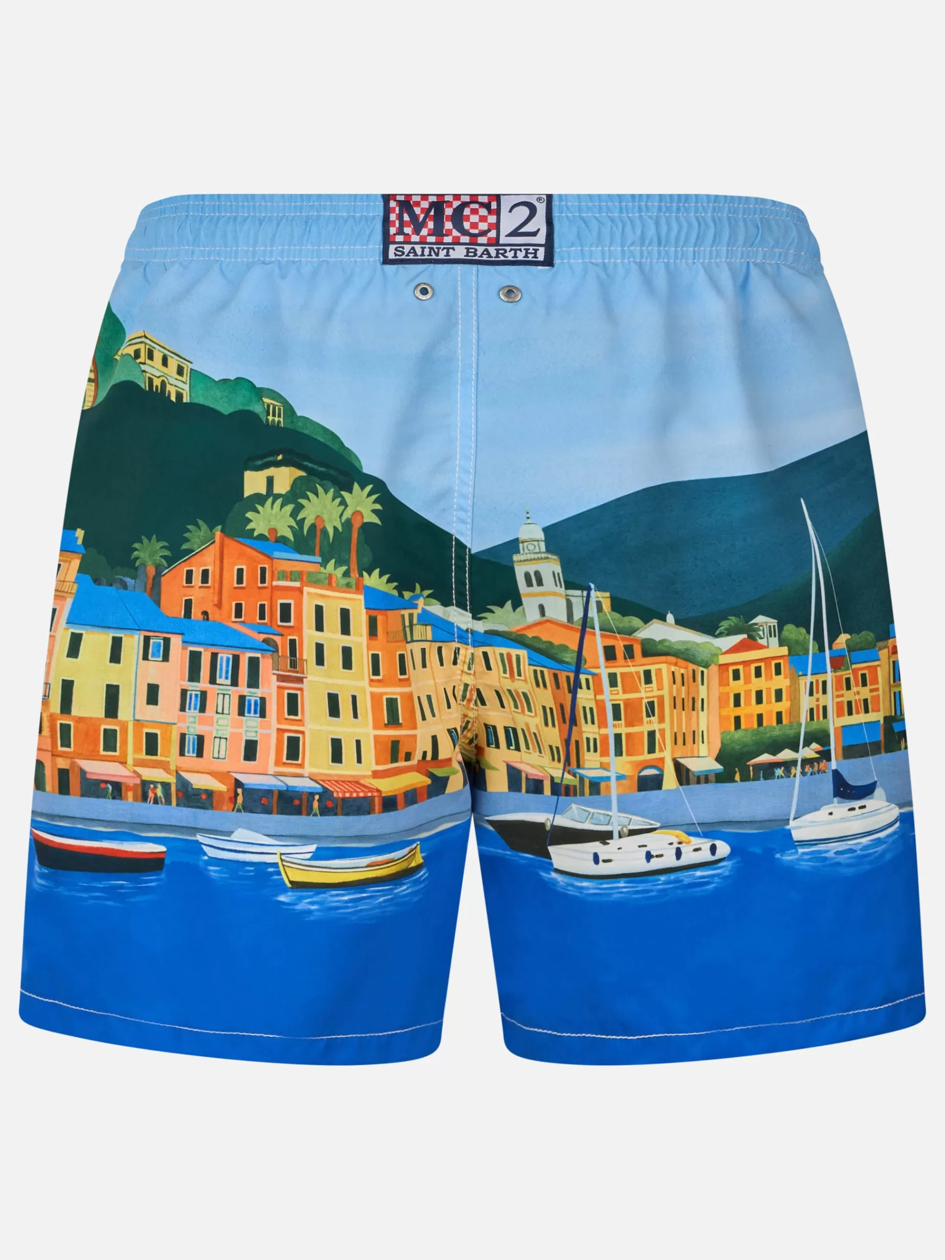 Sale Costume da bagno da uomo Gustavia lunghezza media con stampa piazzata Portofino Uomo Costumi Mare Stampati | Tessuto Mano Pesca