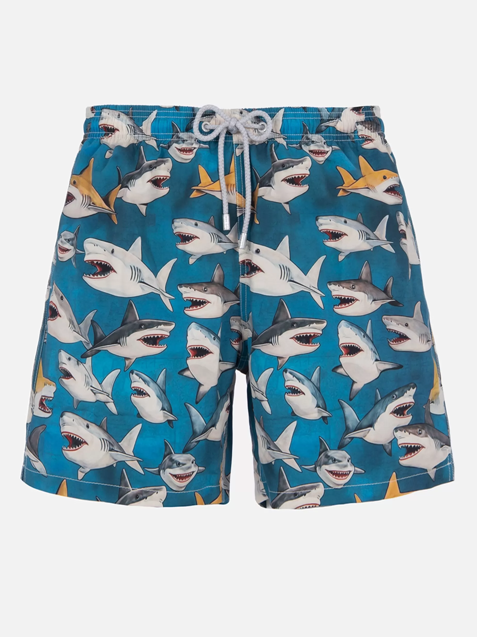 Clearance Costume da bagno da uomo Gustavia lunghezza media con stampa squali | AI CO-CREATED DESIGN BY RICKDICK - POWERED BY RED-EYE Uomo Costumi Mare Stampati | Tessuto Mano Pesca