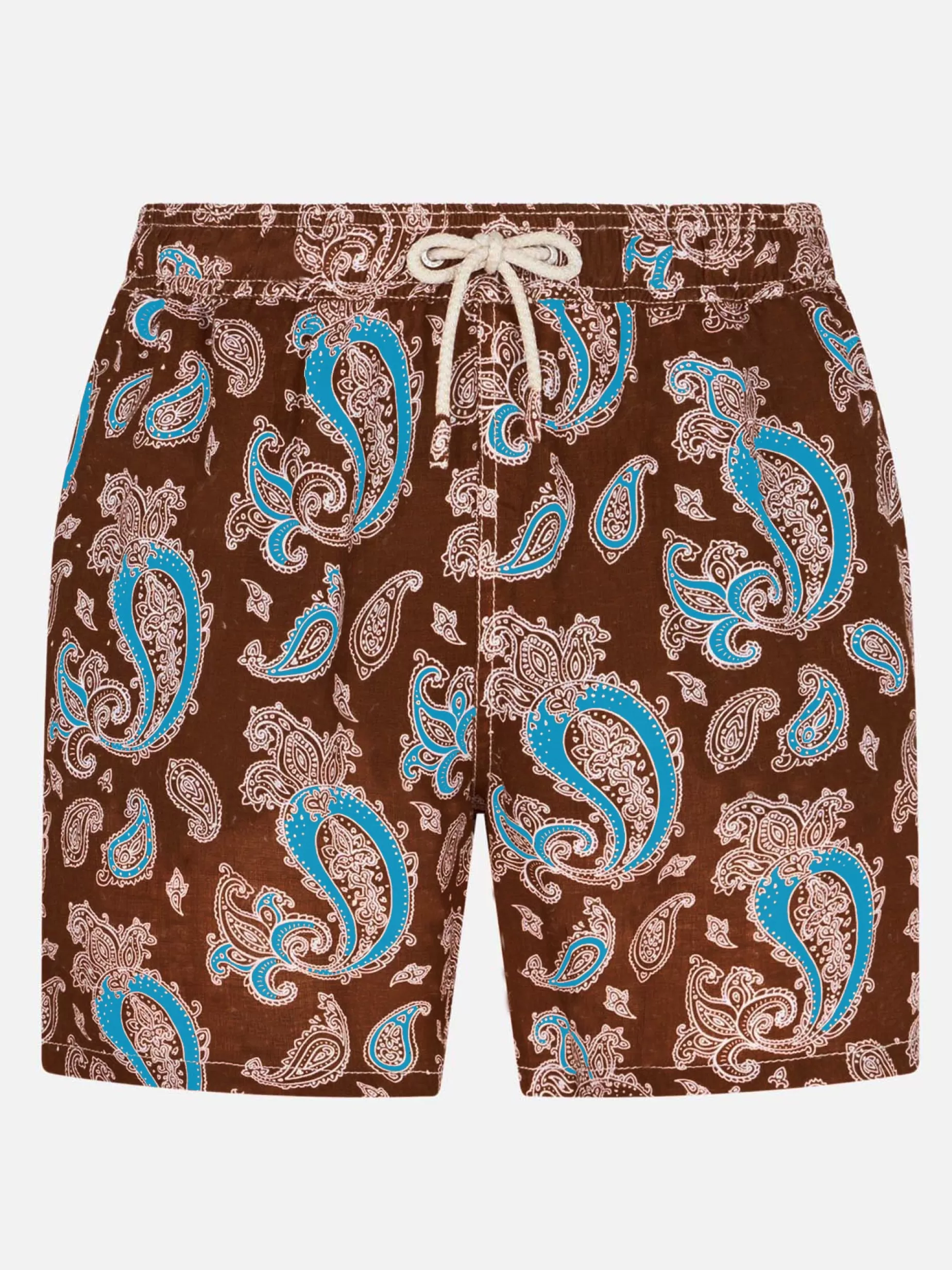Cheap Costume da bagno da uomo in lino con stampa paisley Uomo Costumi Mare Stampati | Tessuto Mano Pesca