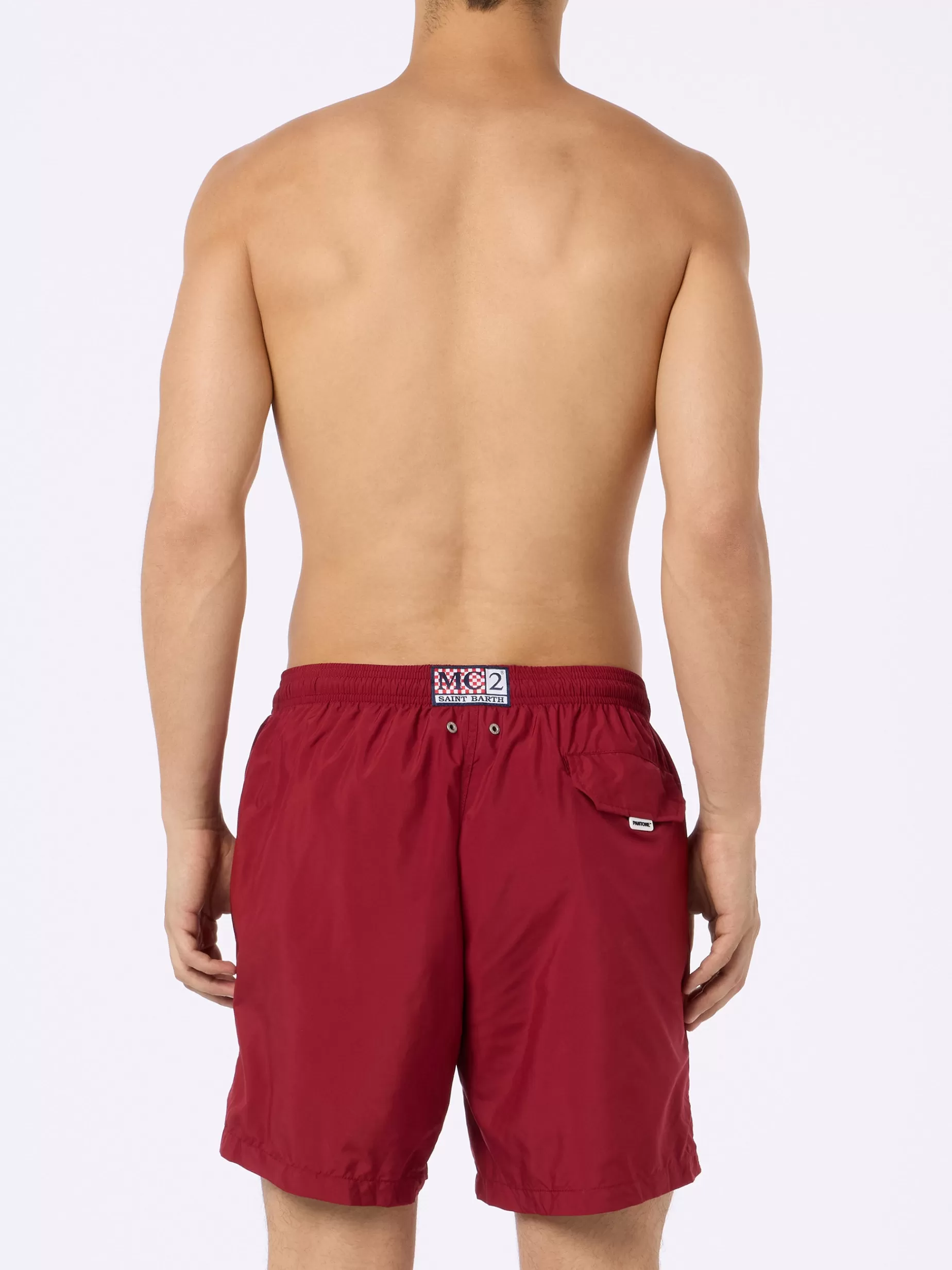 Best Costume da bagno da uomo in tessuto leggero bordeaux Lighting Pantone | PANTONE SPECIAL EDITION Uomo Costumi Mare Tinta Unita | Tessuto Leggero