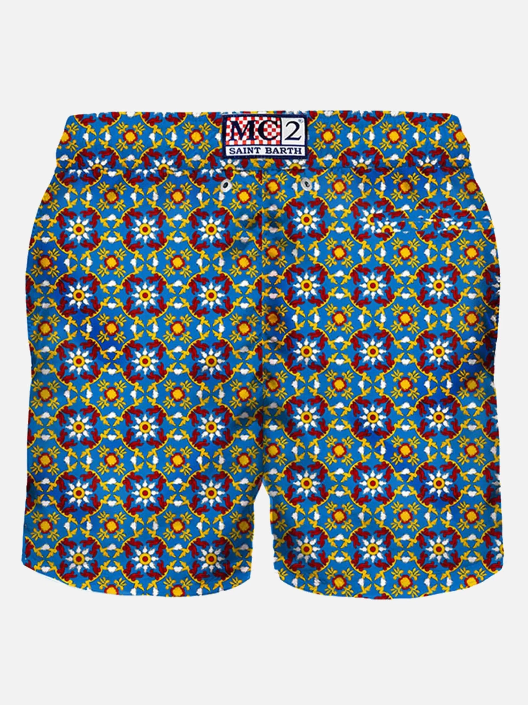 Outlet Costume da bagno da uomo in tessuto leggero con fantasia Uomo Costumi Mare Stampati | Tessuto Leggero
