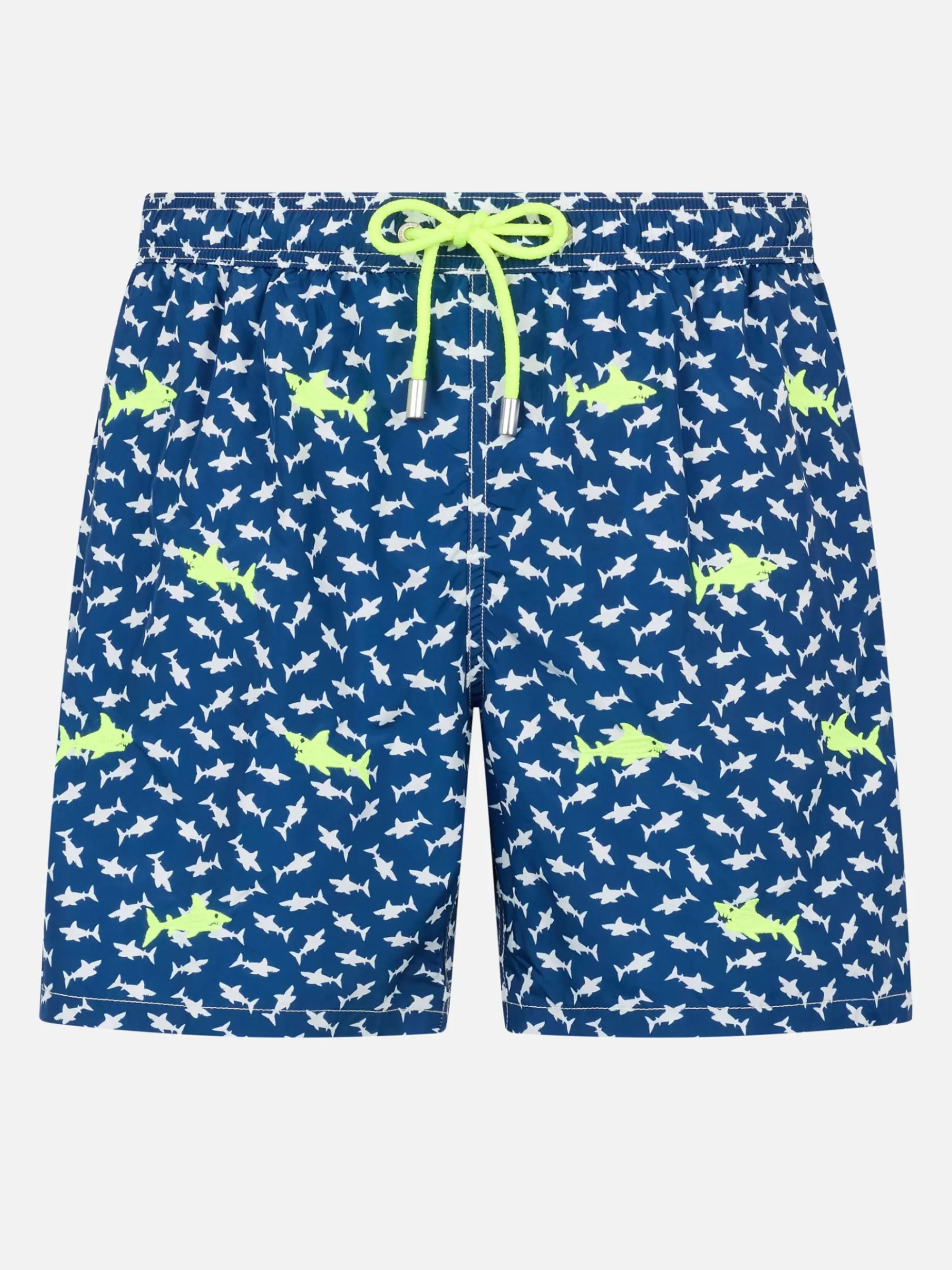 Shop Costume da bagno da uomo in tessuto leggero con ricamo squali Uomo Costumi Ricamati | Tessuto Leggero