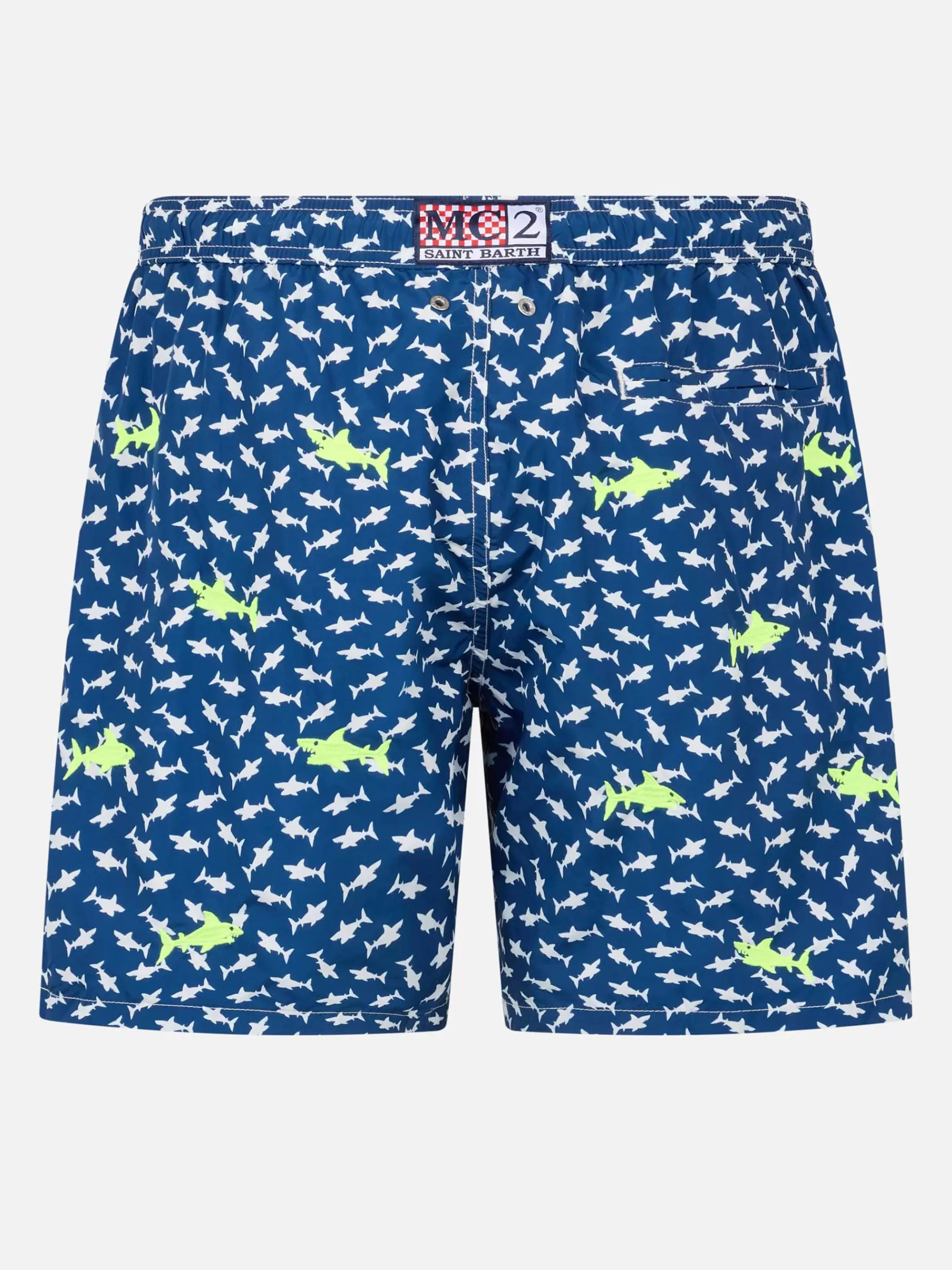 Shop Costume da bagno da uomo in tessuto leggero con ricamo squali Uomo Costumi Ricamati | Tessuto Leggero