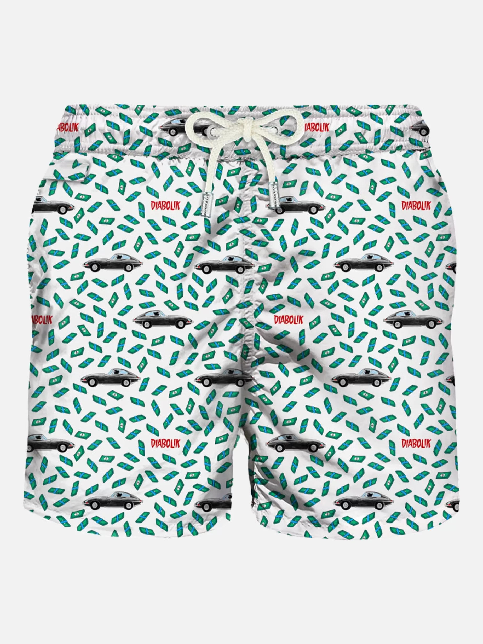 Outlet Costume da bagno da uomo in tessuto leggero con stampa auto e soldi | DIABOLIK EDIZIONE SPECIALE Uomo Costumi Mare Microfantasia | Tessuto Leggero