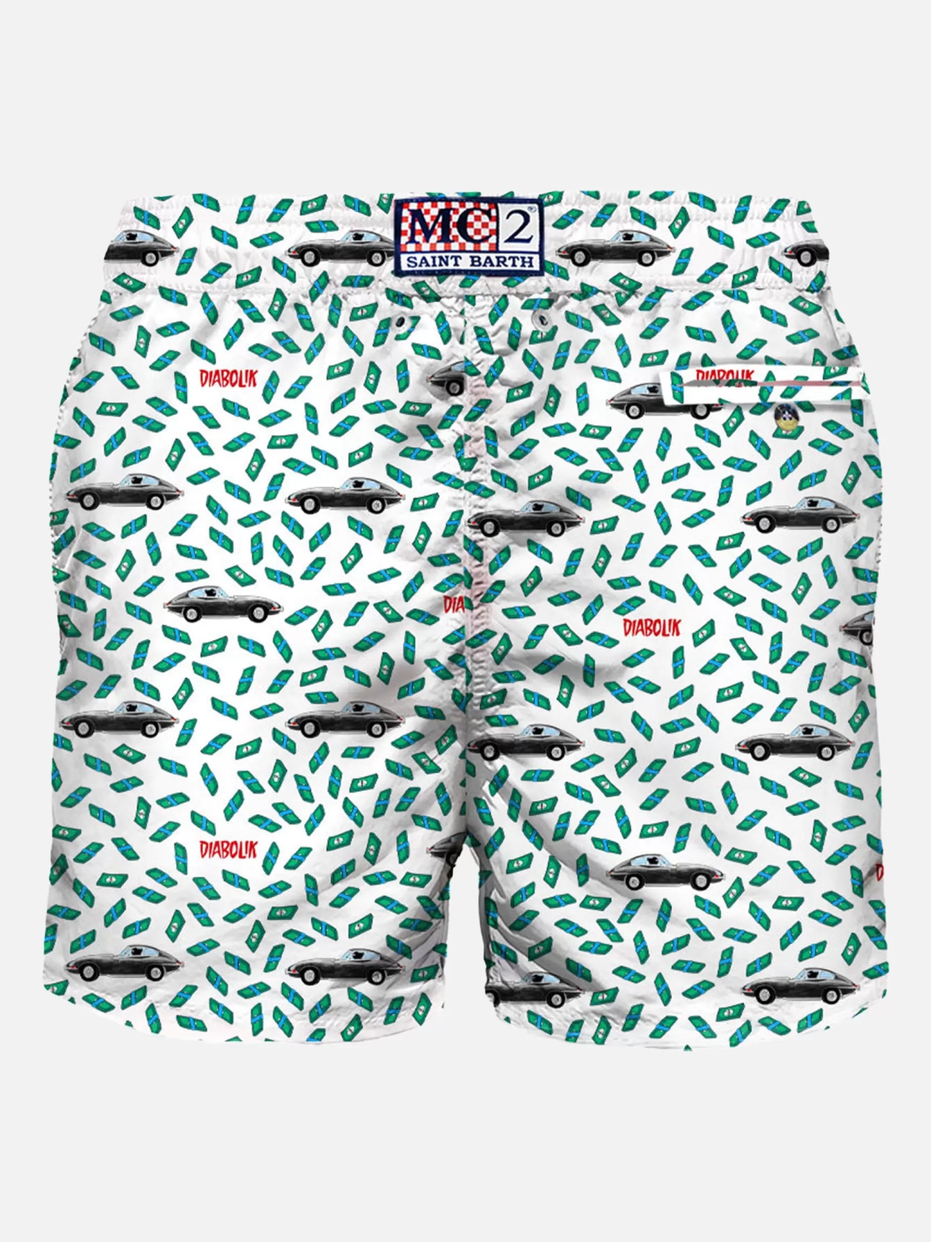Outlet Costume da bagno da uomo in tessuto leggero con stampa auto e soldi | DIABOLIK EDIZIONE SPECIALE Uomo Costumi Mare Microfantasia | Tessuto Leggero