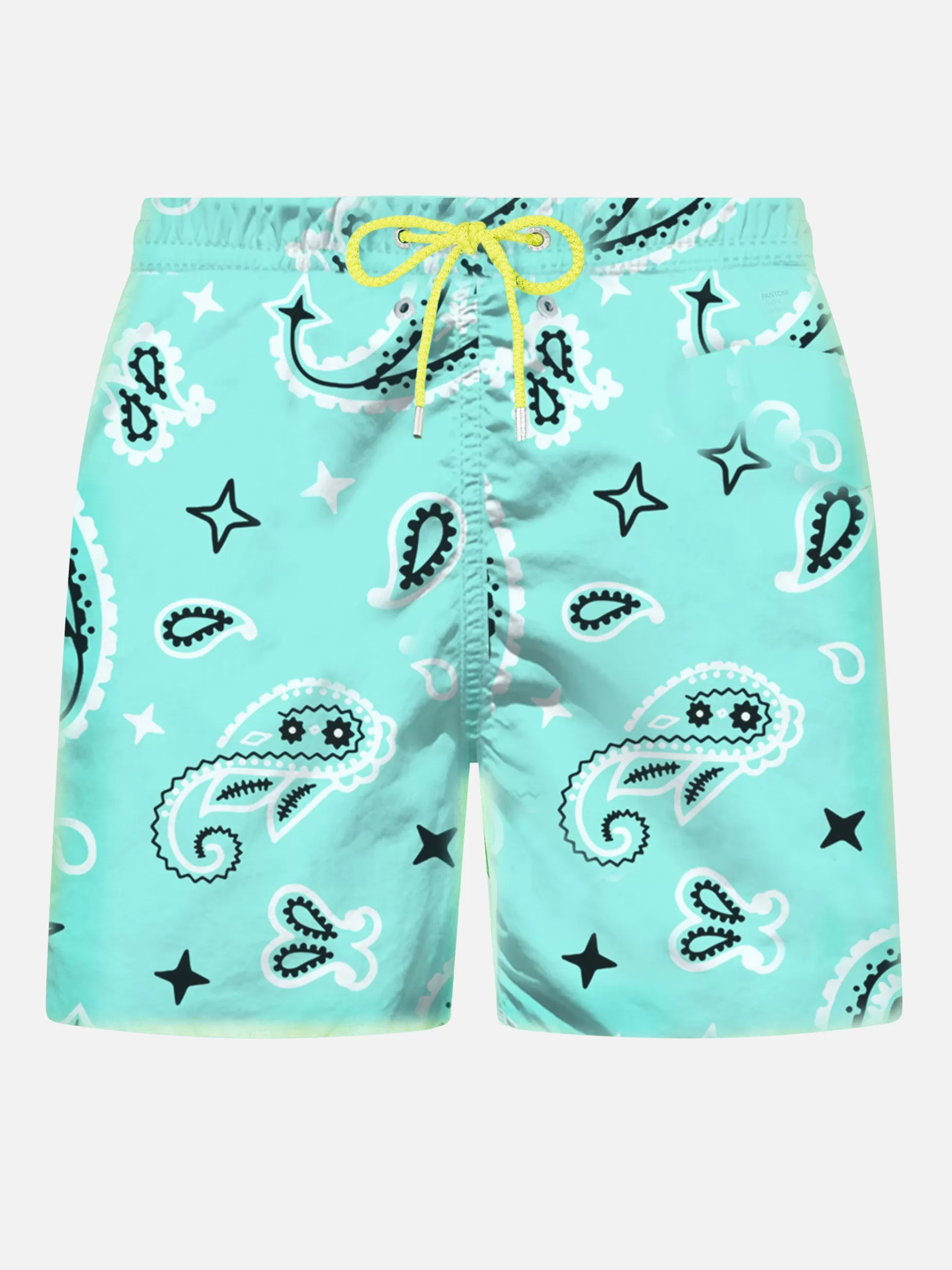 Outlet Costume da bagno da uomo in tessuto leggero con stampa bandana verde acqua Uomo Costumi Mare Stampati | Tessuto Leggero