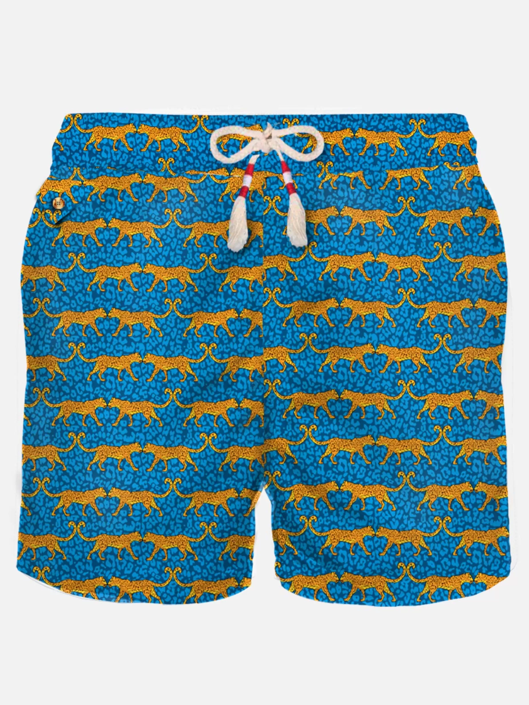 Sale Costume da bagno da uomo in tessuto leggero con stampa gatto selvatico Uomo Costumi Mare Microfantasia | Tessuto Leggero