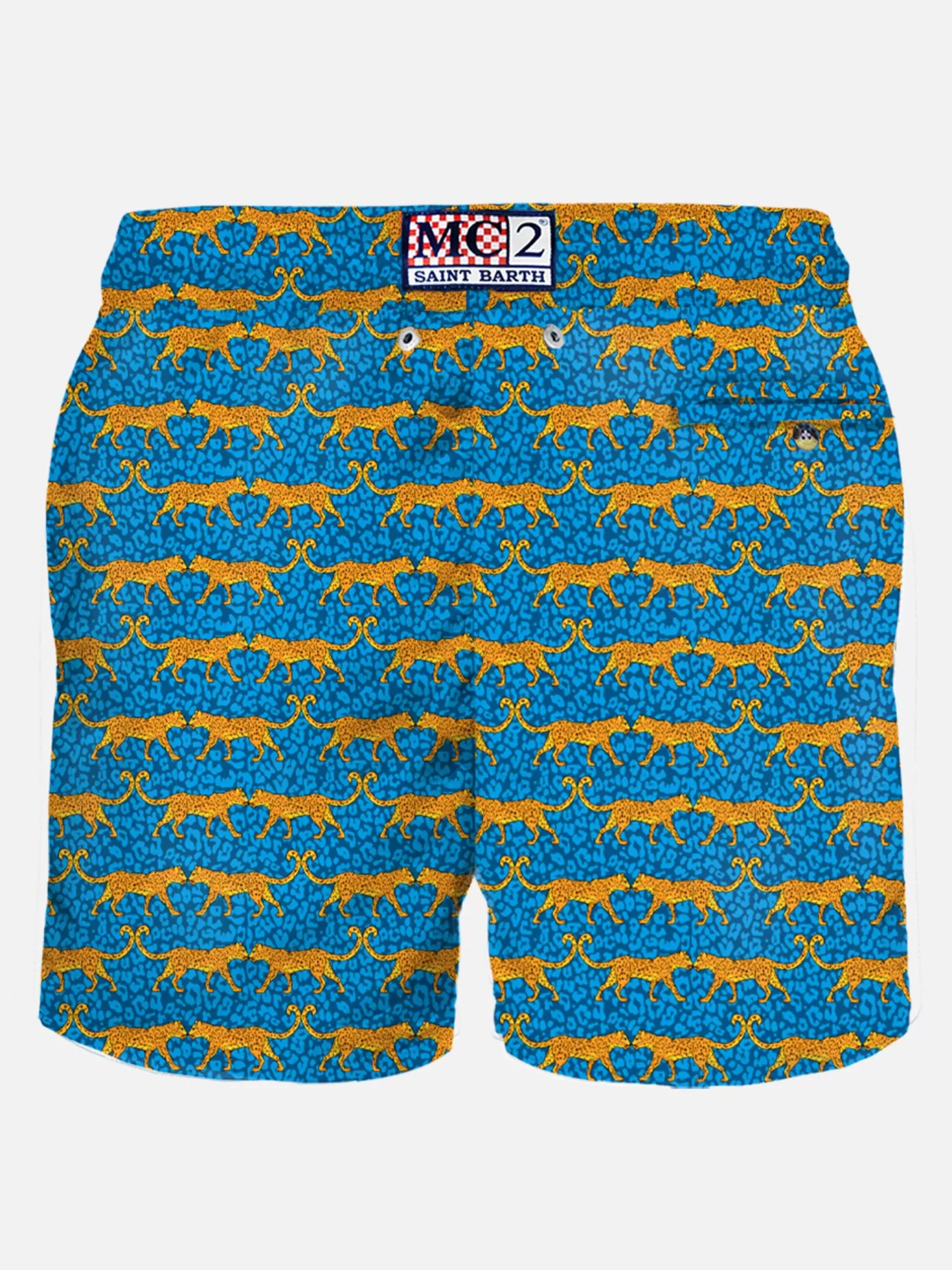 Sale Costume da bagno da uomo in tessuto leggero con stampa gatto selvatico Uomo Costumi Mare Microfantasia | Tessuto Leggero