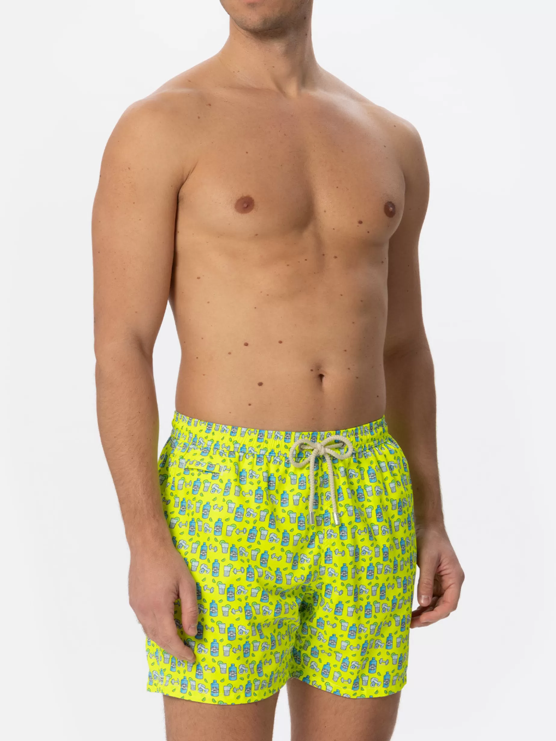 Store Costume da bagno da uomo in tessuto leggero con stampa gin Uomo Costumi Mare Microfantasia | Tessuto Leggero