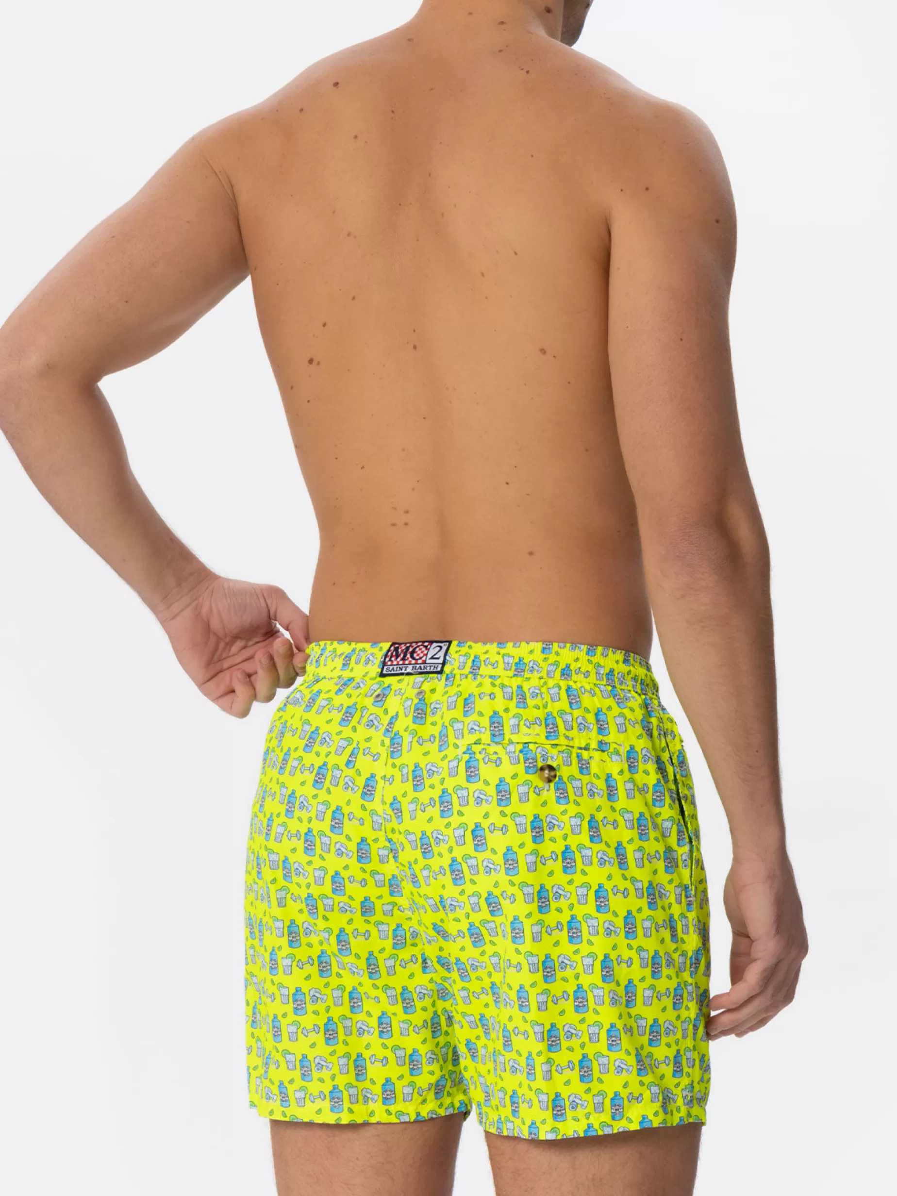 Store Costume da bagno da uomo in tessuto leggero con stampa gin Uomo Costumi Mare Microfantasia | Tessuto Leggero