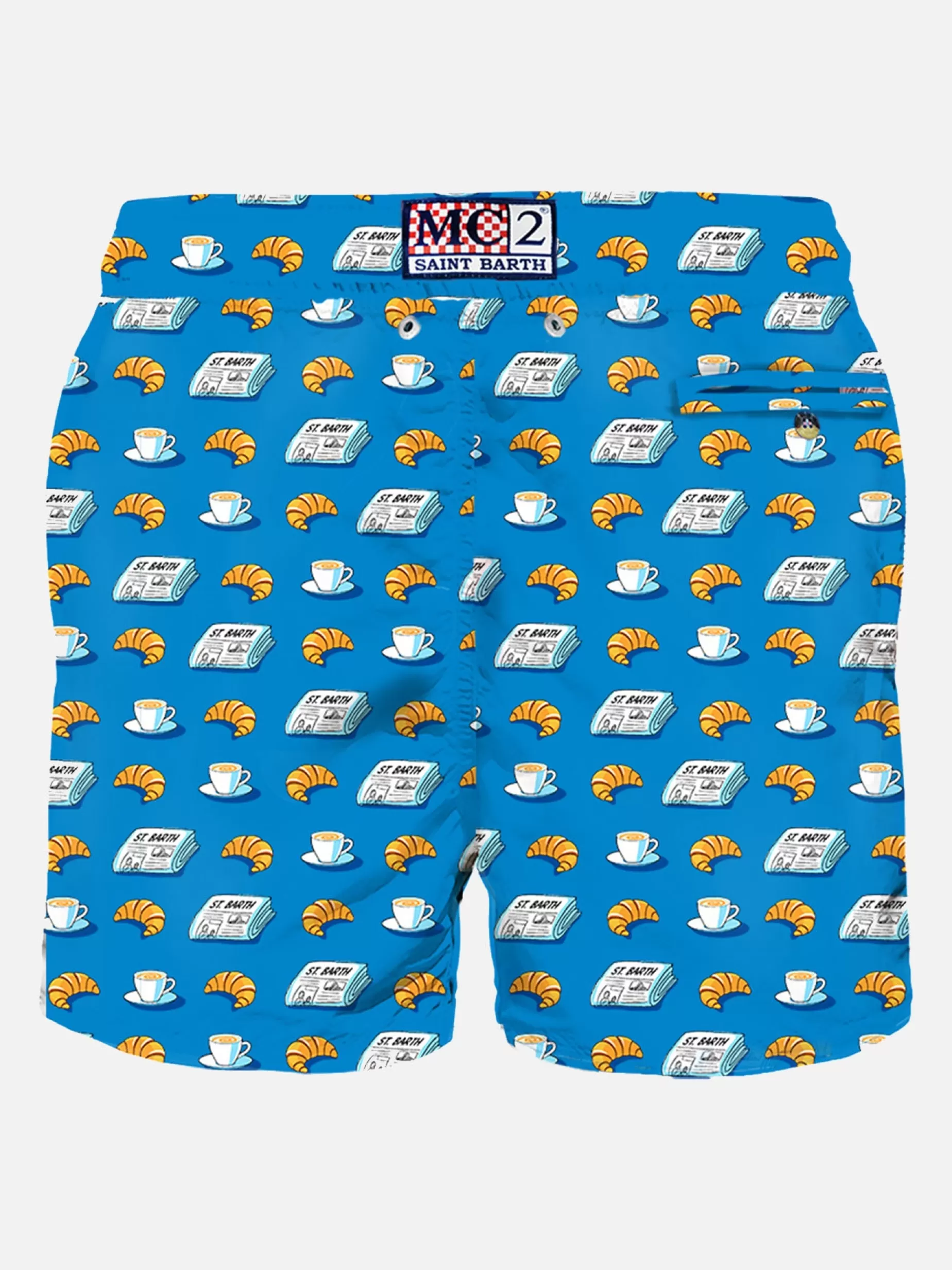 Hot Costume da bagno da uomo in tessuto leggero con stampa giornale e croissant Uomo Costumi Mare Microfantasia | Tessuto Leggero