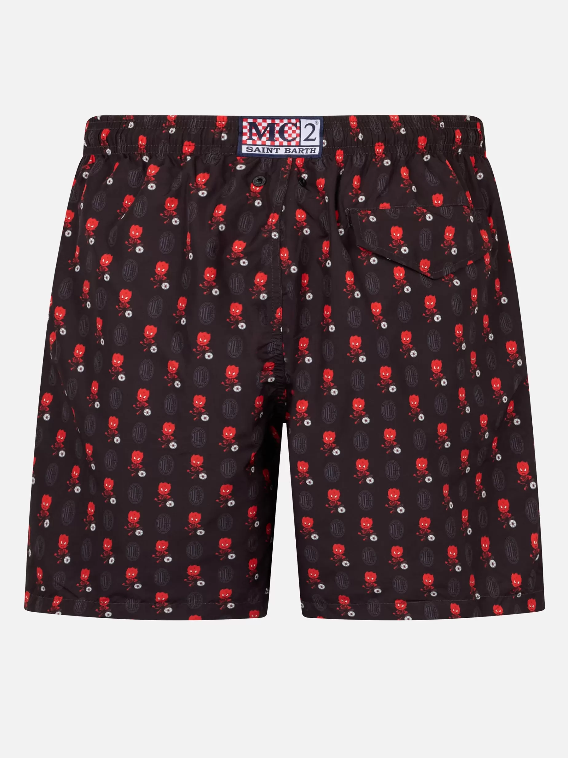 Best Sale Costume da bagno da uomo in tessuto leggero con stampa logo Milan e patch | AC MILAN SPECIAL EDITION Uomo Costumi Mare Microfantasia | Tessuto Leggero