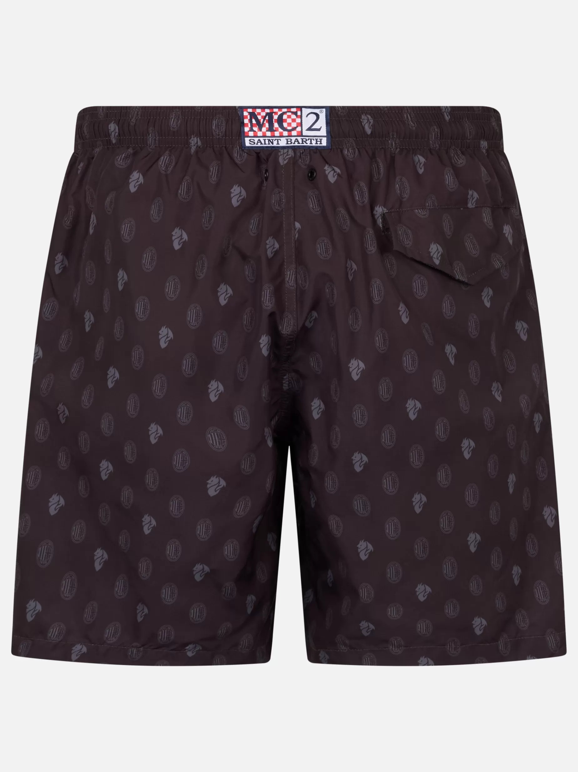 Outlet Costume da bagno da uomo in tessuto leggero con stampa logo Milan e patch | AC MILAN SPECIAL EDITION Uomo Costumi Mare Microfantasia | Tessuto Leggero