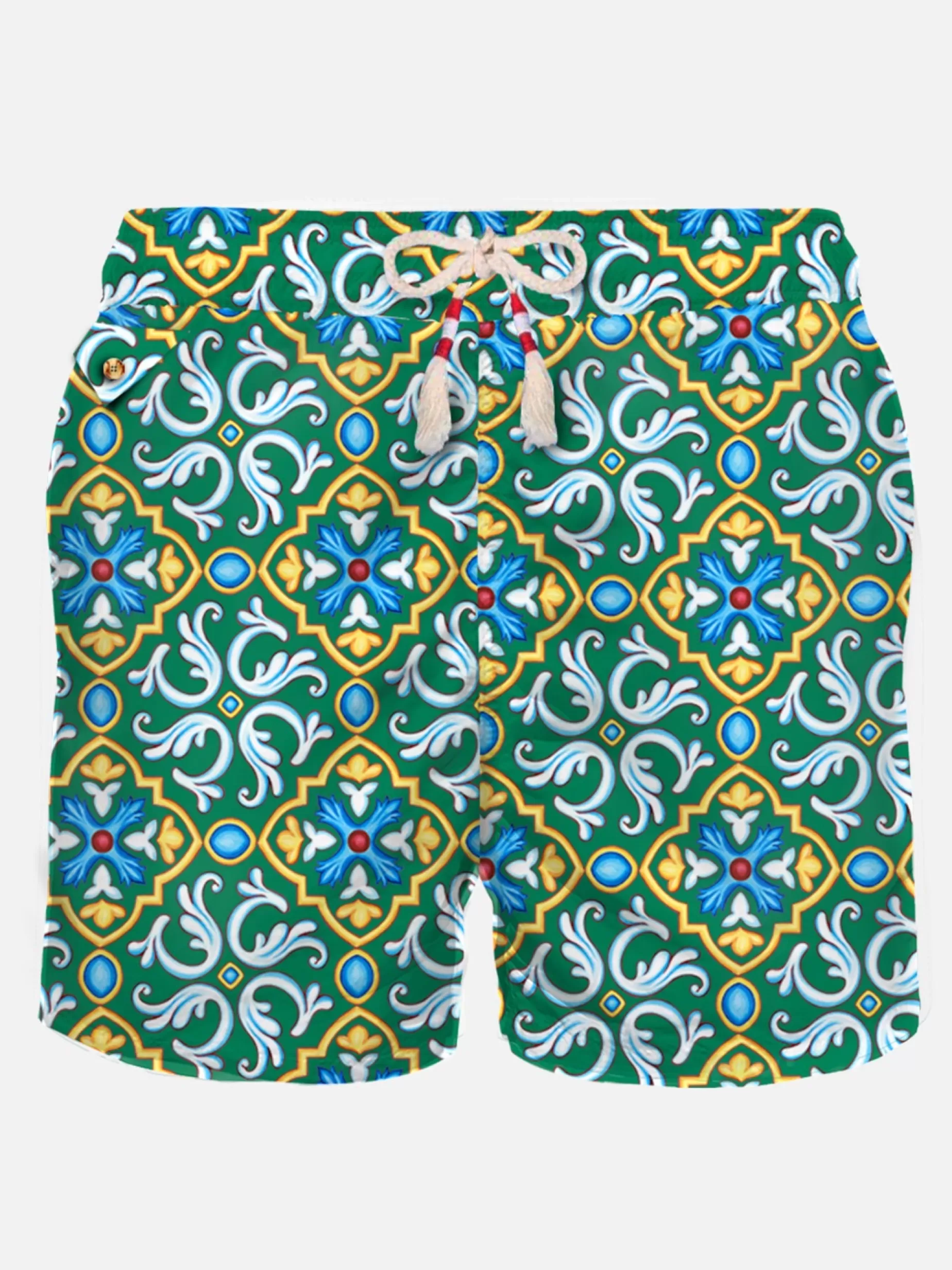 Flash Sale Costume da bagno da uomo in tessuto leggero con stampa maiolica Uomo Costumi Mare Stampati | Tessuto Leggero