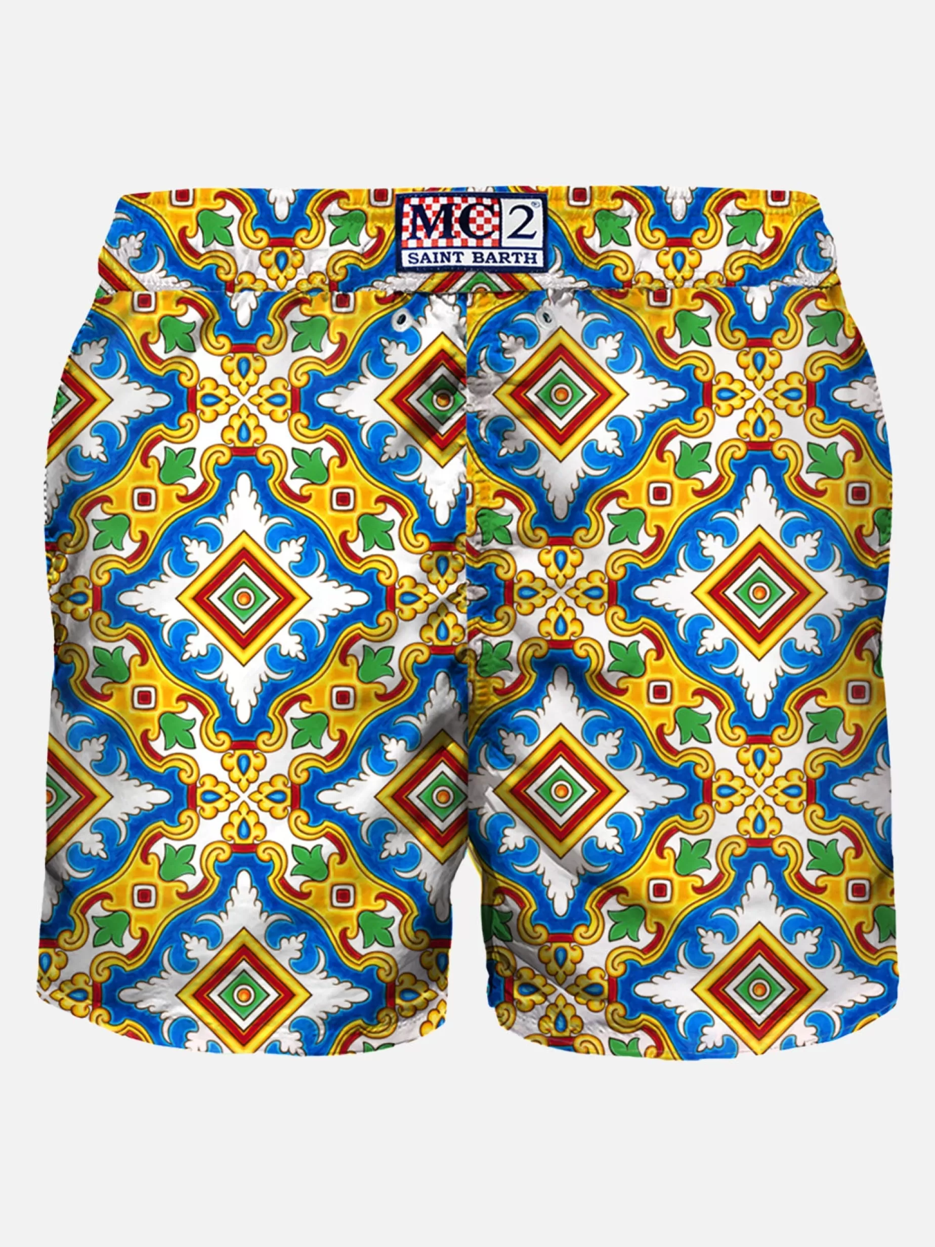 Discount Costume da bagno da uomo in tessuto leggero con stampa maiolica Uomo Costumi Mare Stampati | Tessuto Leggero
