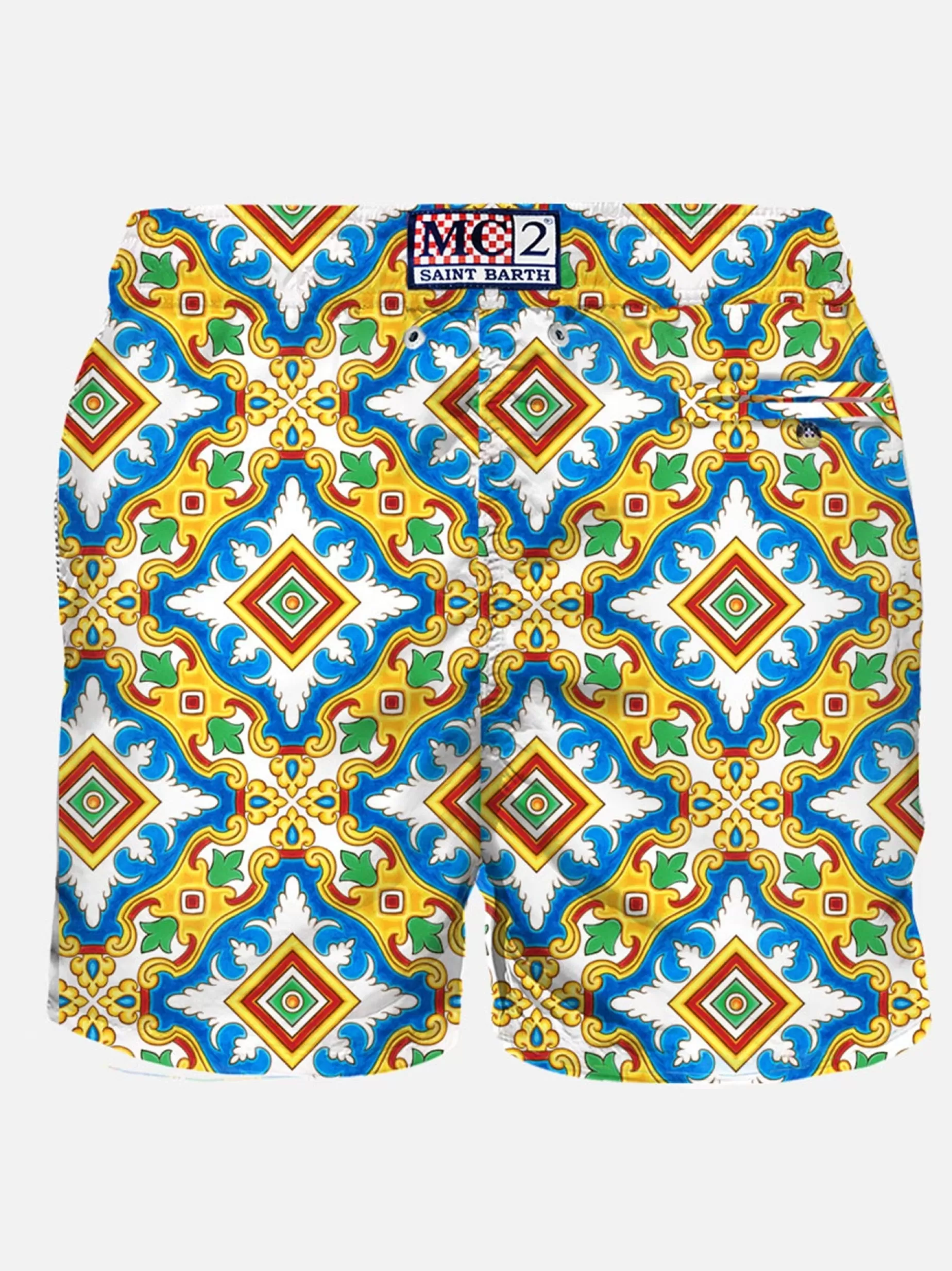 Shop Costume da bagno da uomo in tessuto leggero con stampa maiolica Uomo Tessuto Leggero