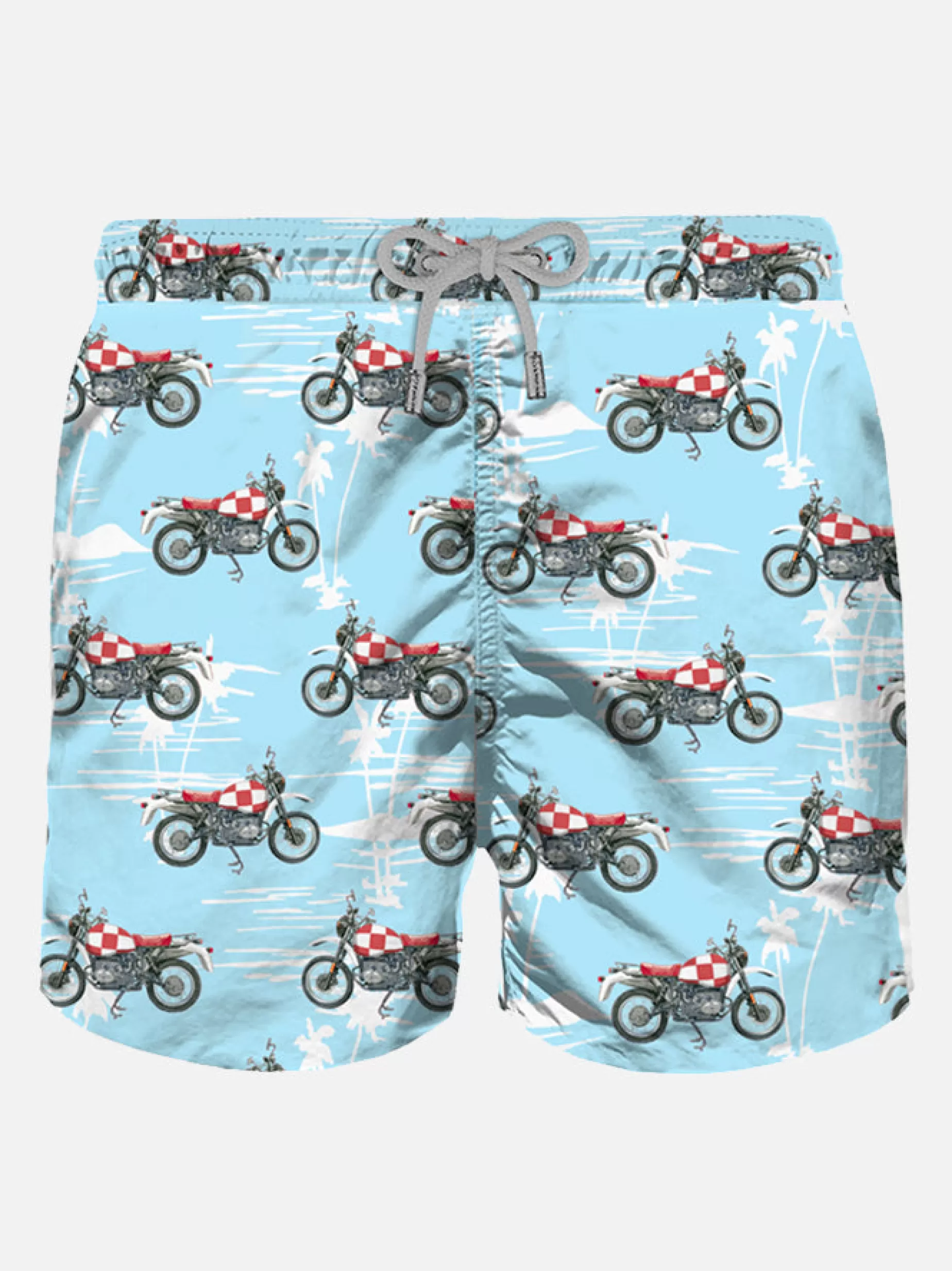 Store Costume da bagno da uomo in tessuto leggero con stampa moto Uomo Tessuto Leggero