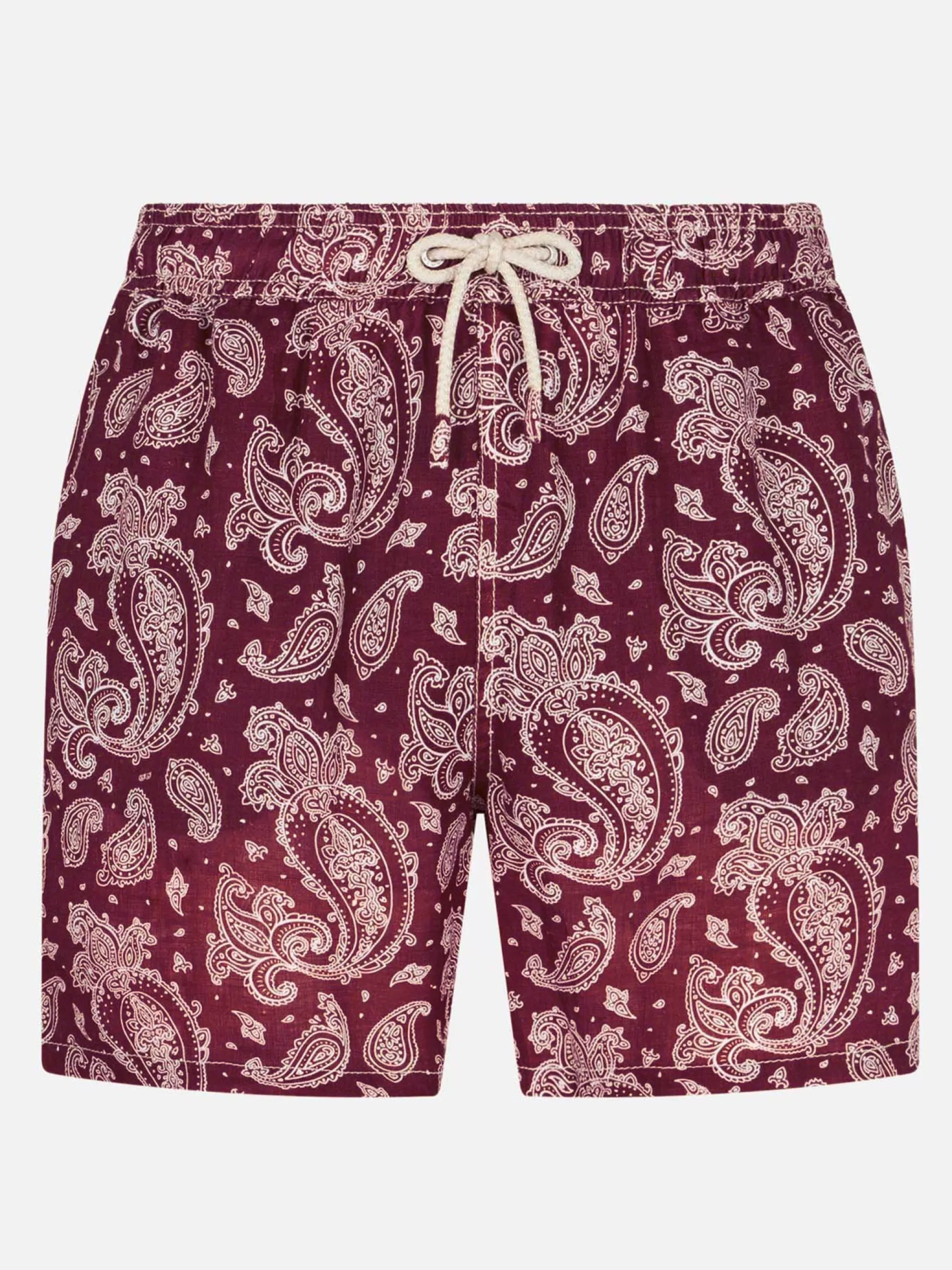 Outlet Costume da bagno da uomo in tessuto leggero con stampa paisley bordeaux Uomo Costumi Mare Stampati | Tessuto Leggero