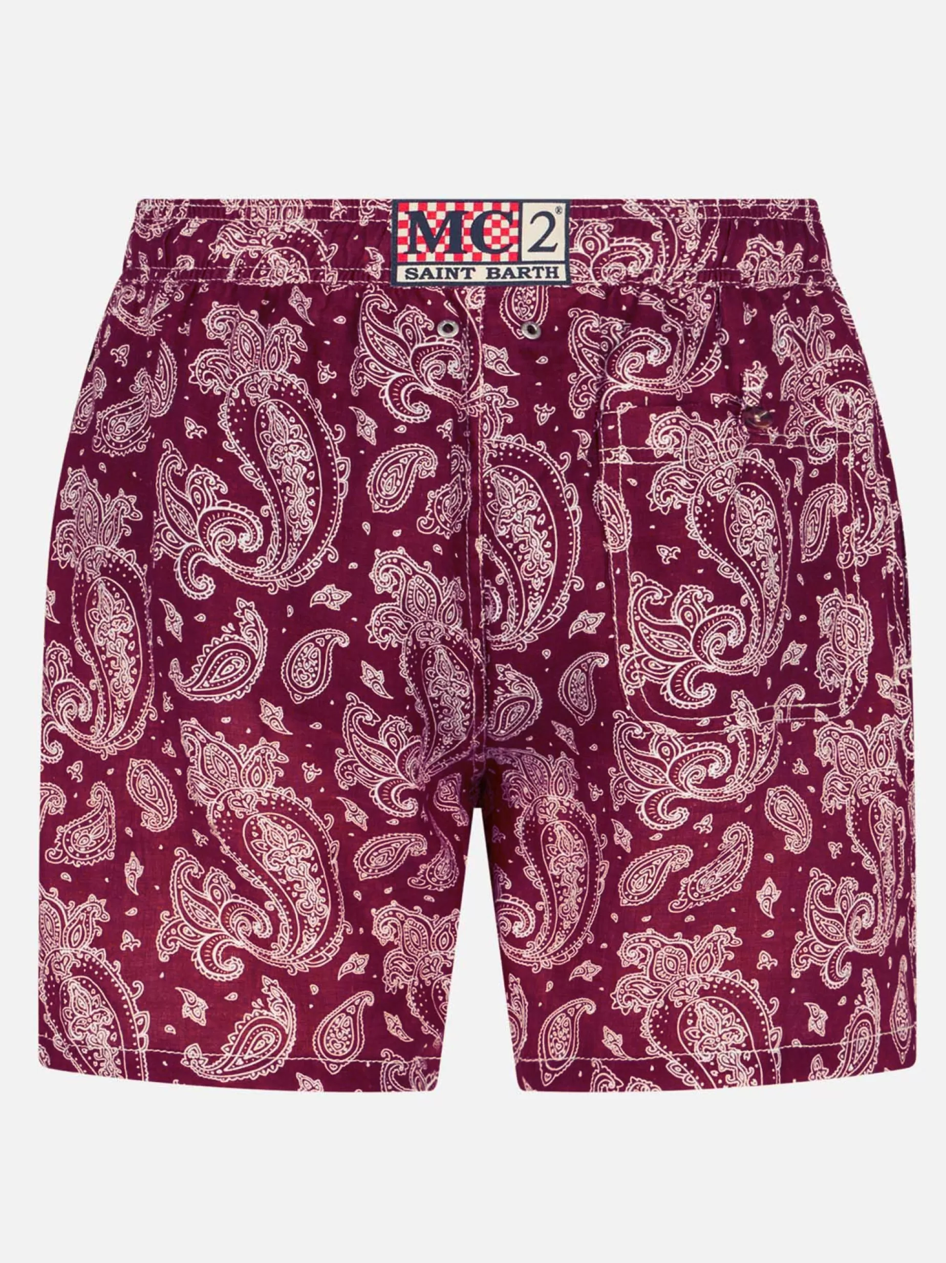 Outlet Costume da bagno da uomo in tessuto leggero con stampa paisley bordeaux Uomo Costumi Mare Stampati | Tessuto Leggero