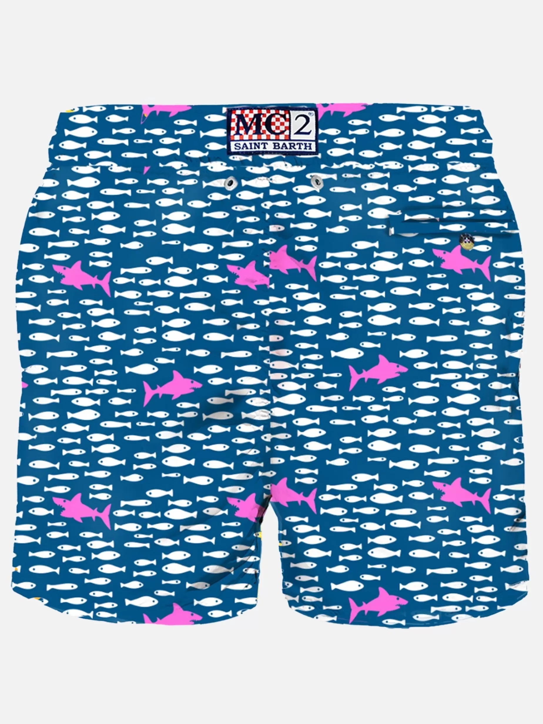 Hot Costume da bagno da uomo in tessuto leggero con stampa pesci e squali Uomo Costumi Mare Microfantasia | Tessuto Leggero