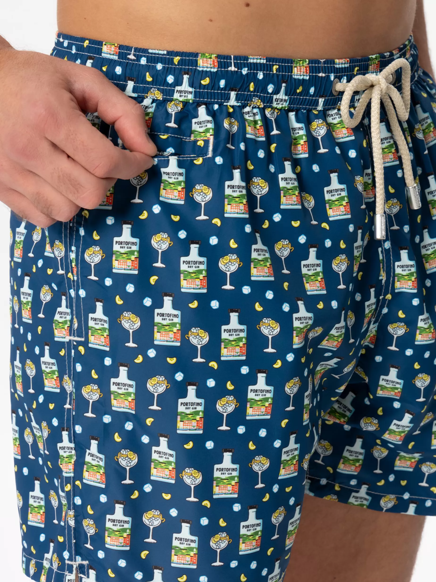 Hot Costume da bagno da uomo in tessuto leggero con stampa Portofino gin | PORTOFINO DRY GIN EDIZIONE SPECIALE Uomo Costumi Mare Microfantasia | Tessuto Leggero
