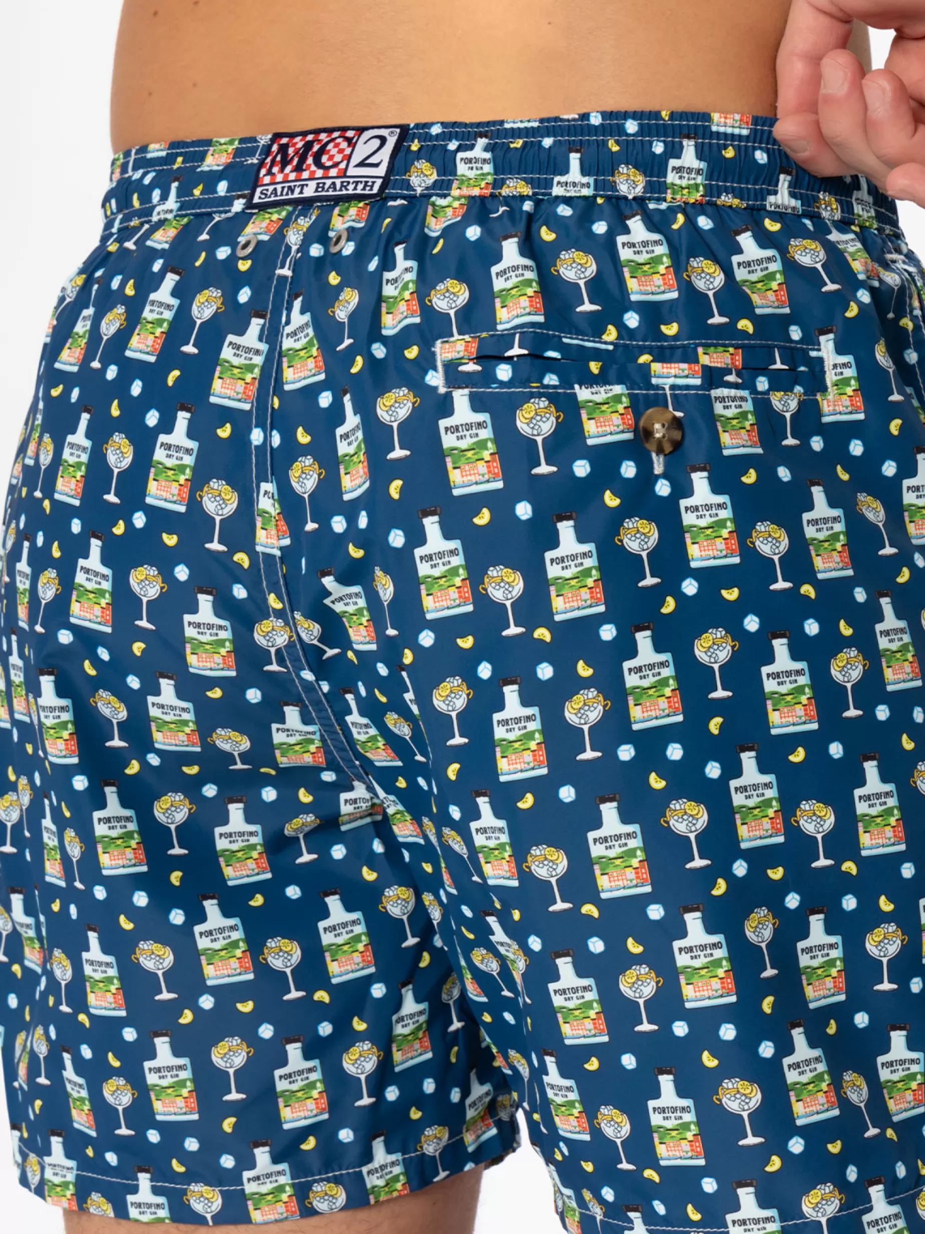 Hot Costume da bagno da uomo in tessuto leggero con stampa Portofino gin | PORTOFINO DRY GIN EDIZIONE SPECIALE Uomo Costumi Mare Microfantasia | Tessuto Leggero