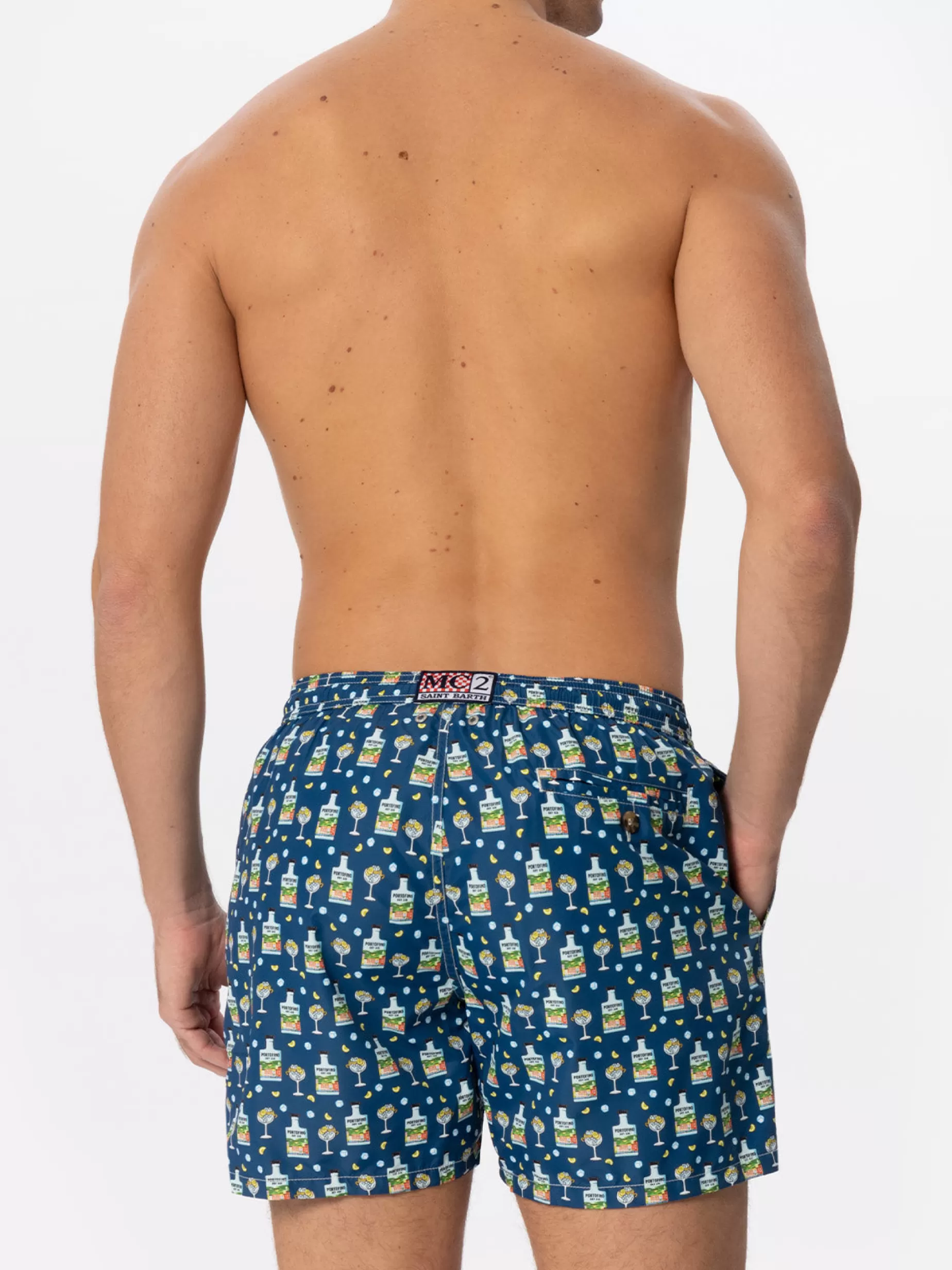 Hot Costume da bagno da uomo in tessuto leggero con stampa Portofino gin | PORTOFINO DRY GIN EDIZIONE SPECIALE Uomo Costumi Mare Microfantasia | Tessuto Leggero