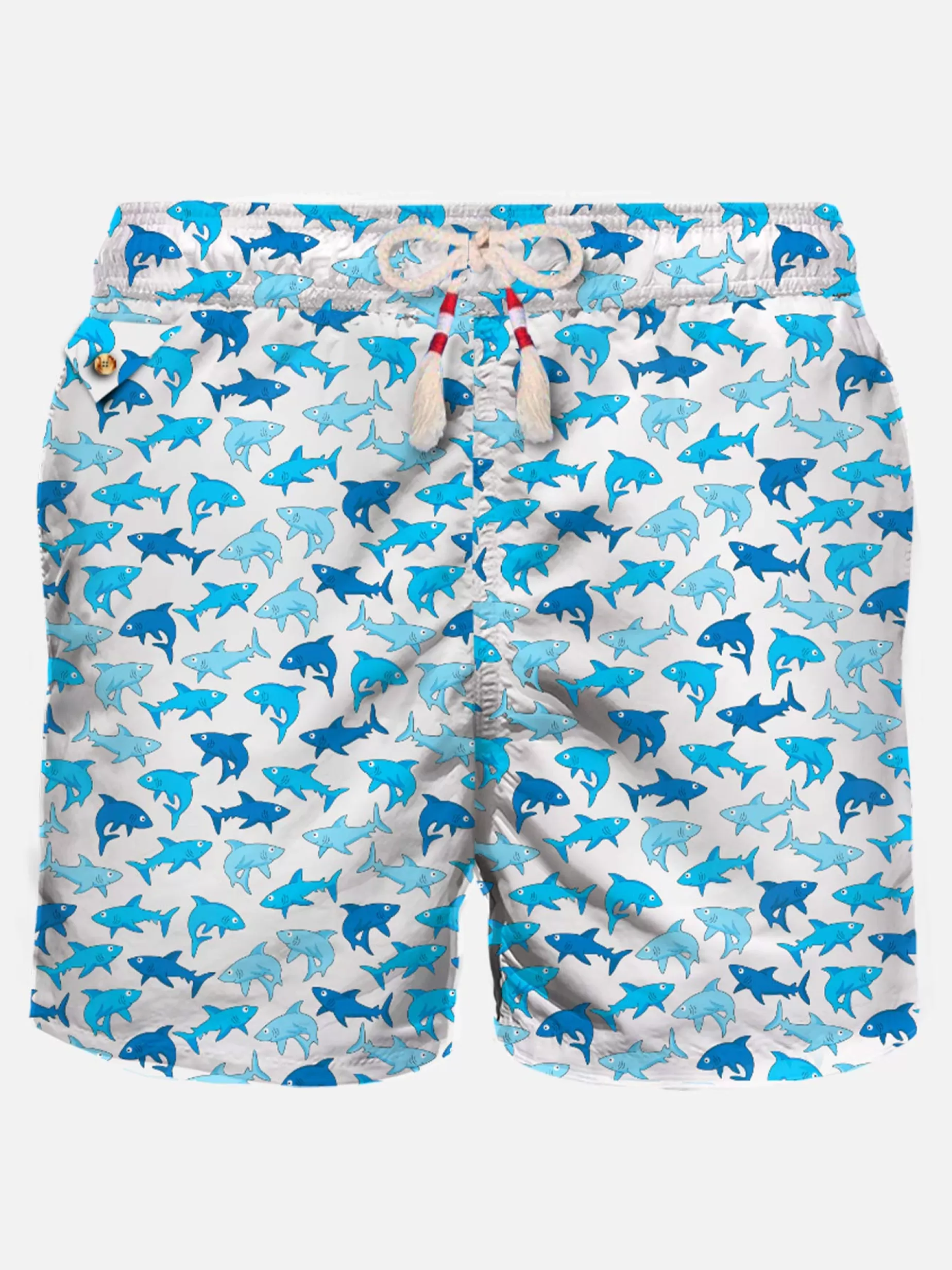 New Costume da bagno da uomo in tessuto leggero con stampa squali Uomo Costumi Mare Microfantasia | Tessuto Leggero