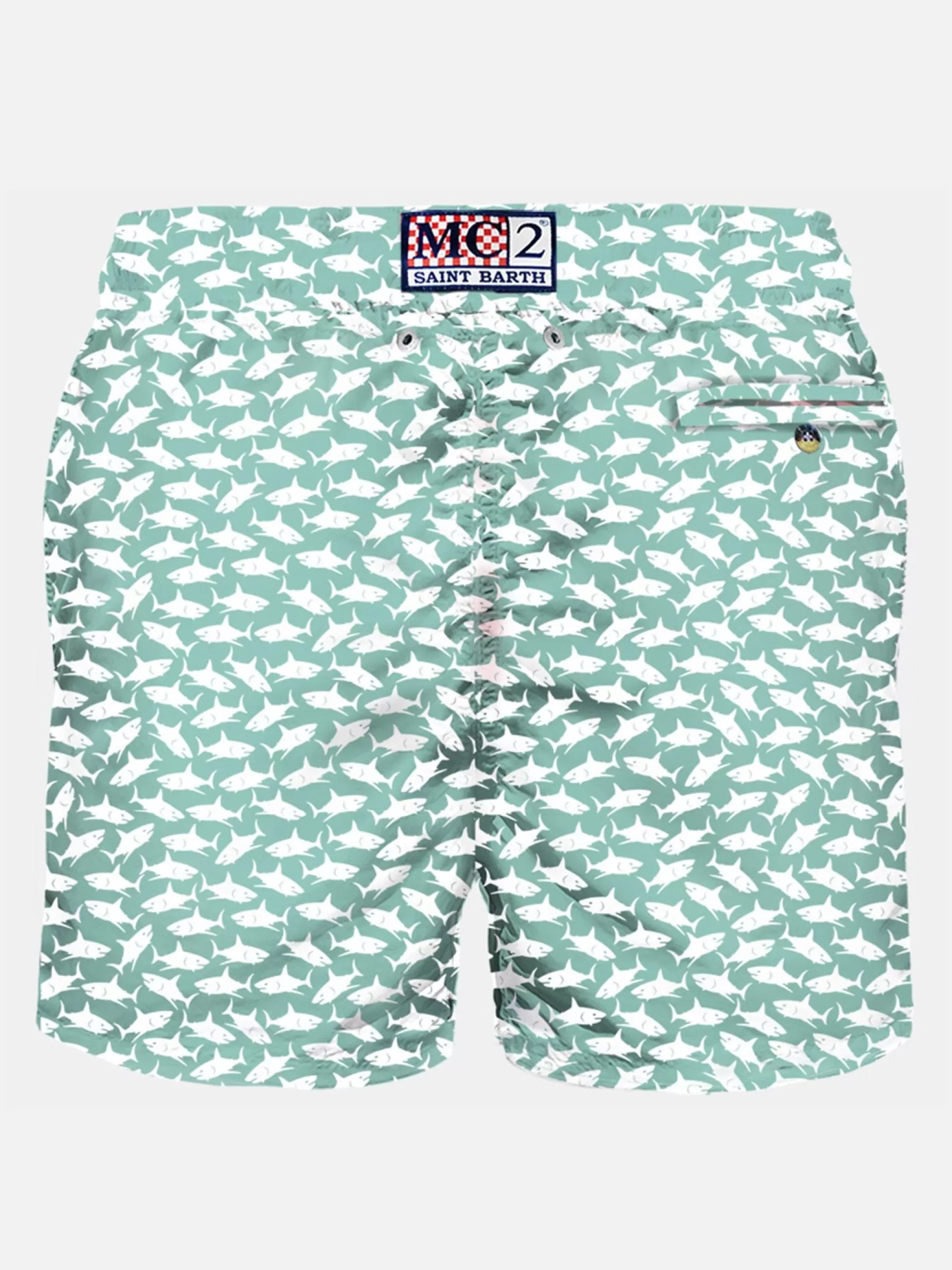 Discount Costume da bagno da uomo in tessuto leggero con stampa squali Uomo Costumi Mare Microfantasia | Tessuto Leggero