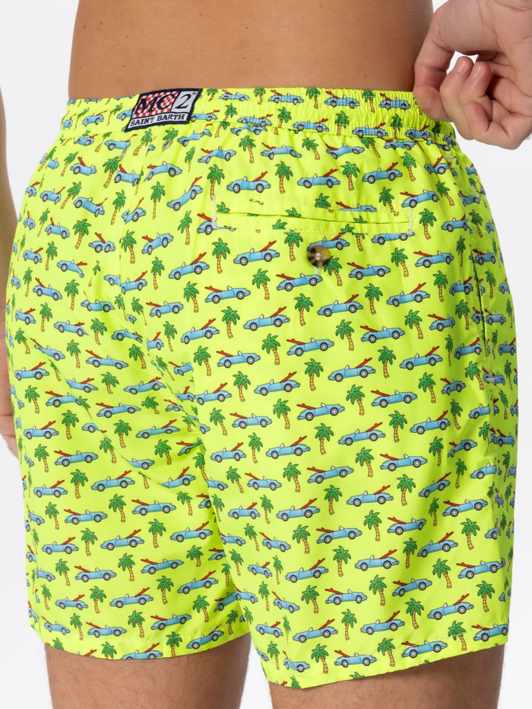 Hot Costume da bagno da uomo in tessuto leggero con stampa surfcar Uomo Costumi Mare Microfantasia | Tessuto Leggero