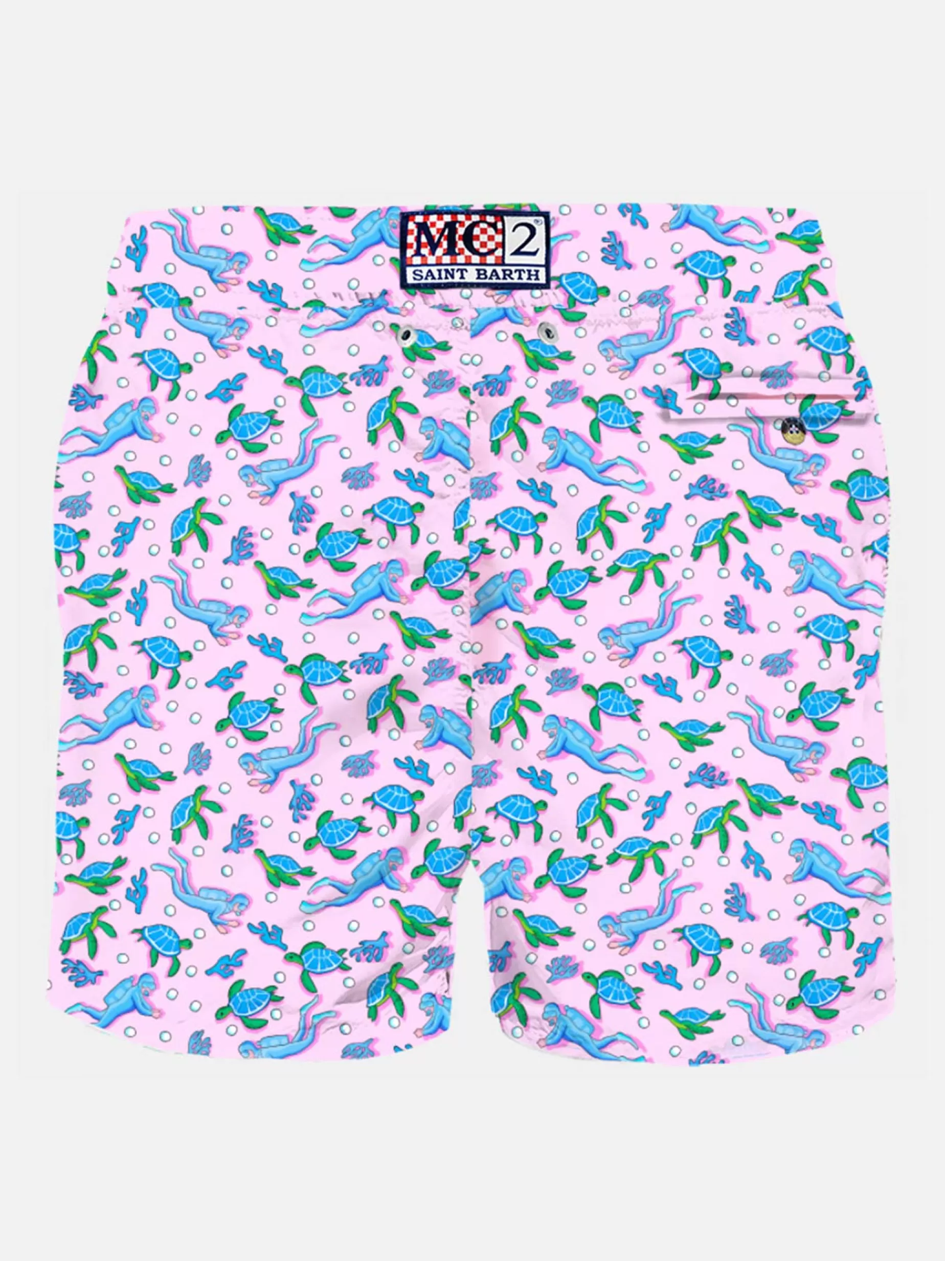 Store Costume da bagno da uomo in tessuto leggero con stampa tartarughe e sommozzatori Uomo Costumi Mare Microfantasia | Tessuto Leggero