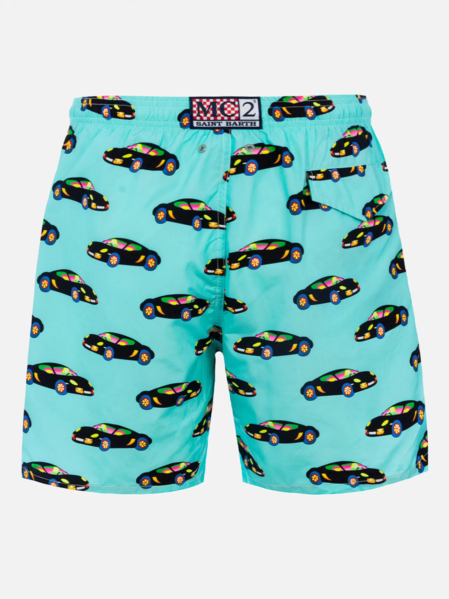 Shop Costume da bagno da uomo in tessuto leggero Illuminazione con stampa automobile Lodola | MARCO LODOLA SPECIAL EDITION Uomo Costumi Mare Stampati | Tessuto Leggero