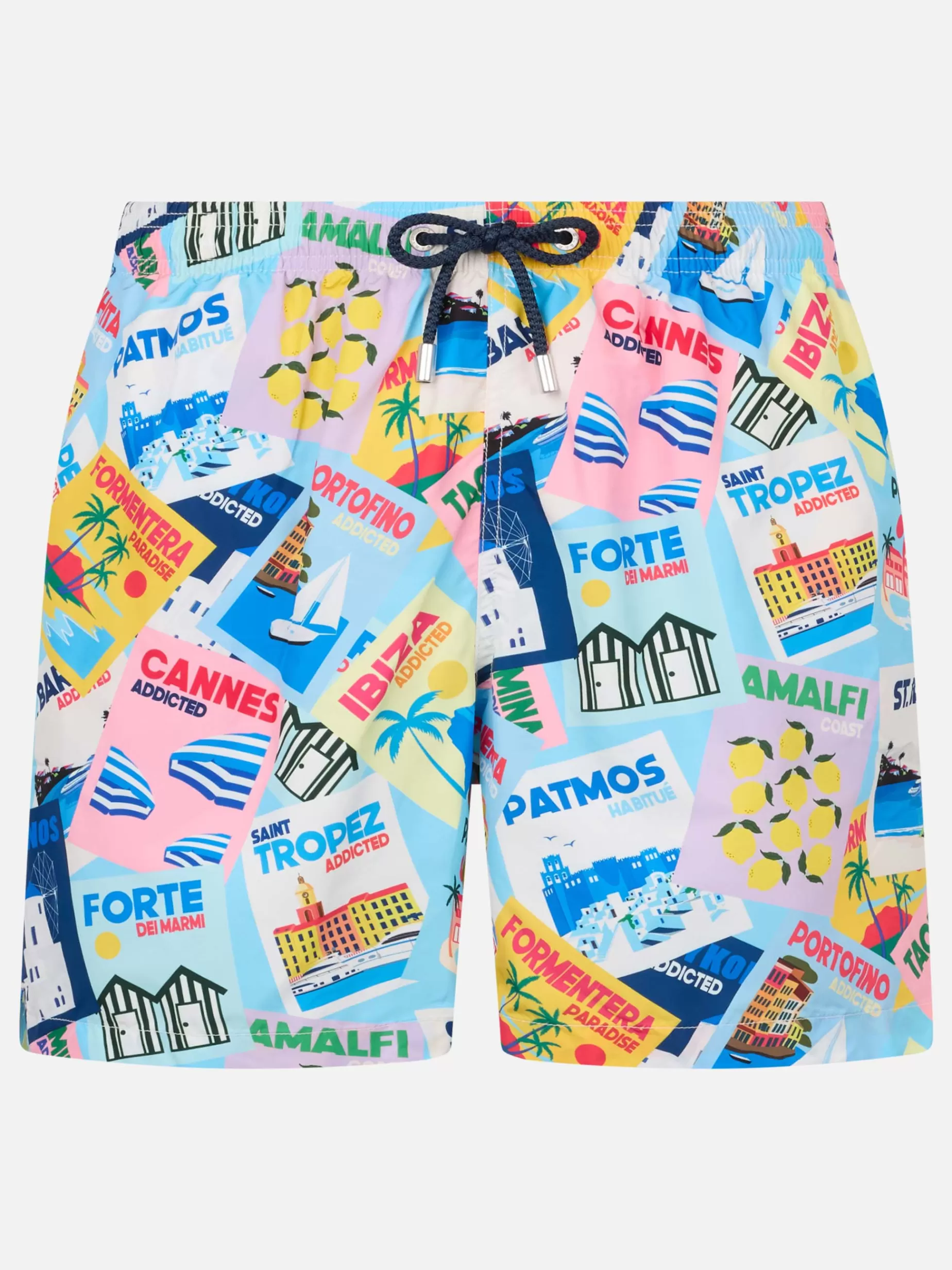 Best Sale Costume da bagno da uomo in tessuto leggero Illuminazione con stampa cartolina Uomo Costumi Mare Stampati | Tessuto Leggero