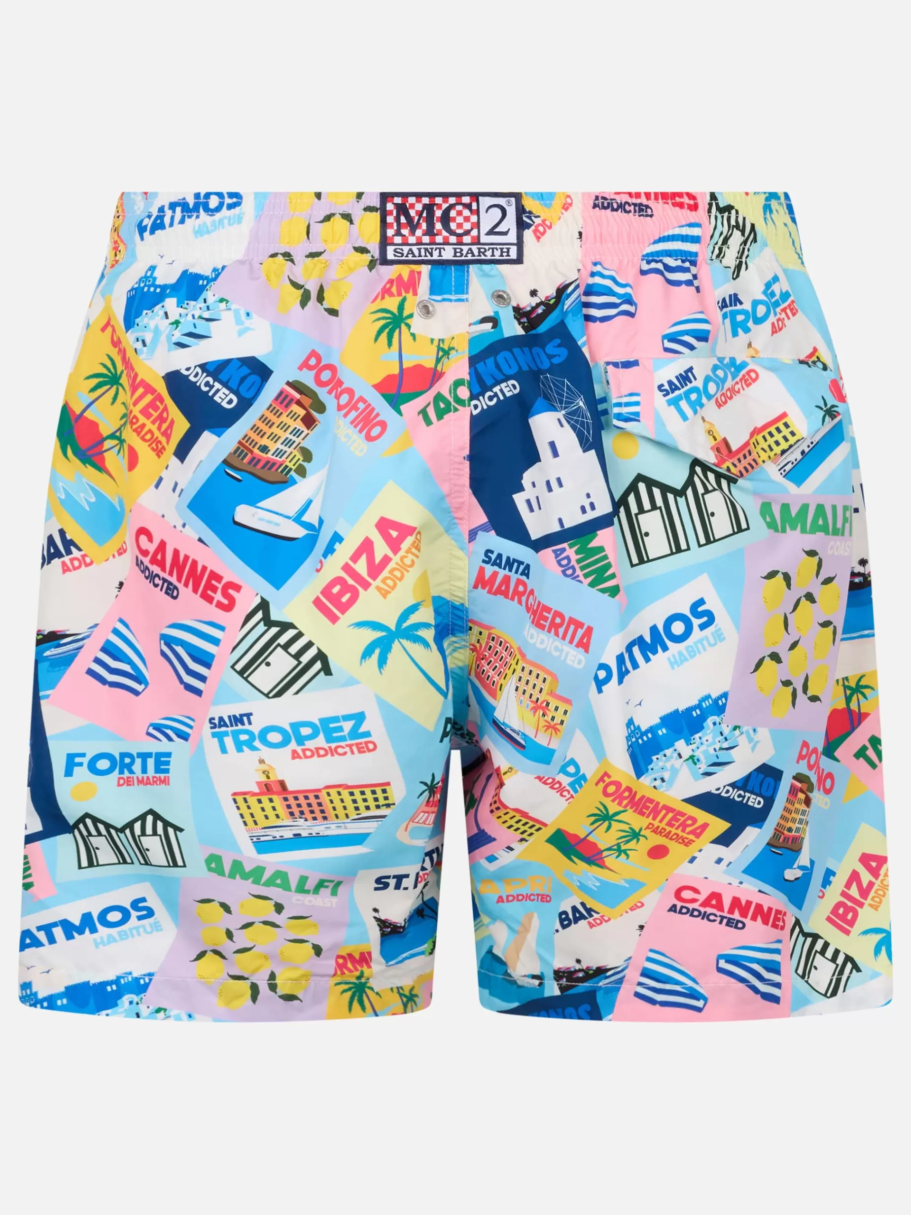 Best Sale Costume da bagno da uomo in tessuto leggero Illuminazione con stampa cartolina Uomo Costumi Mare Stampati | Tessuto Leggero